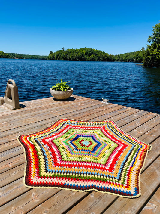 Bright & Colourful Hexagon Shaped Crochet Mini Throw or Crib Blanket