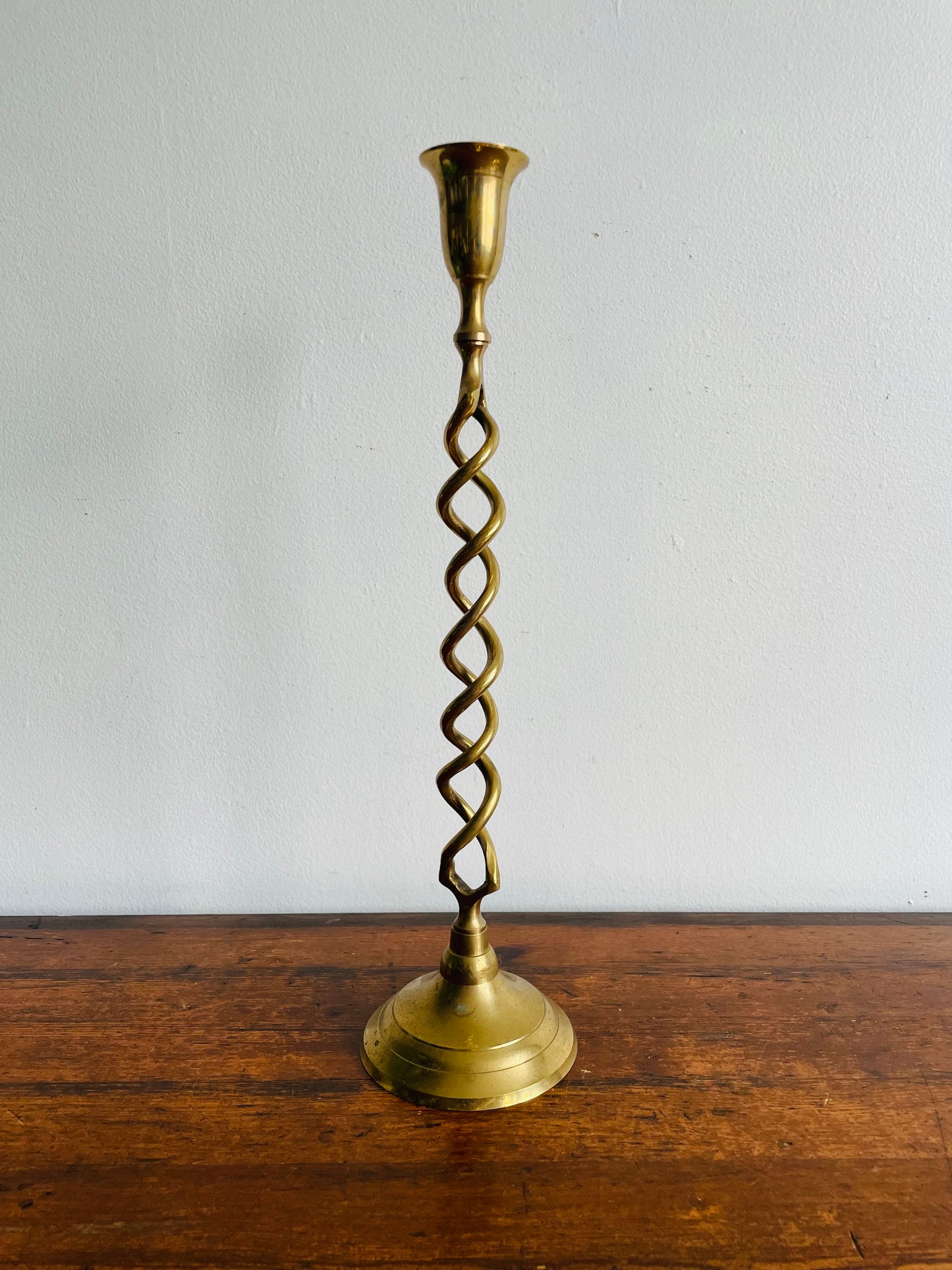 Tall Brass Spiral 15.25" Candle Holder