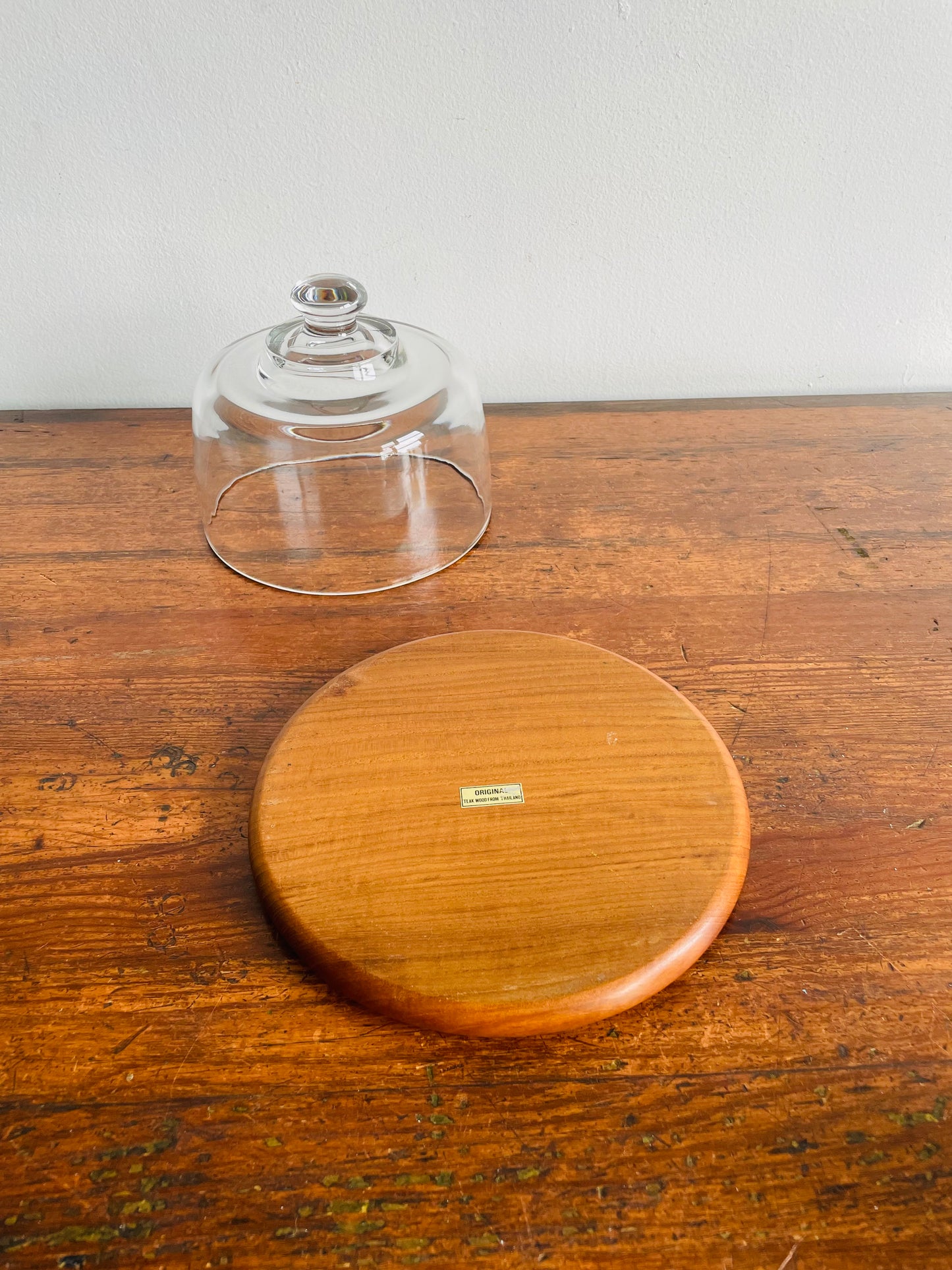 Original Thai Teak Wood Cheese Board Cloche Serving Platter