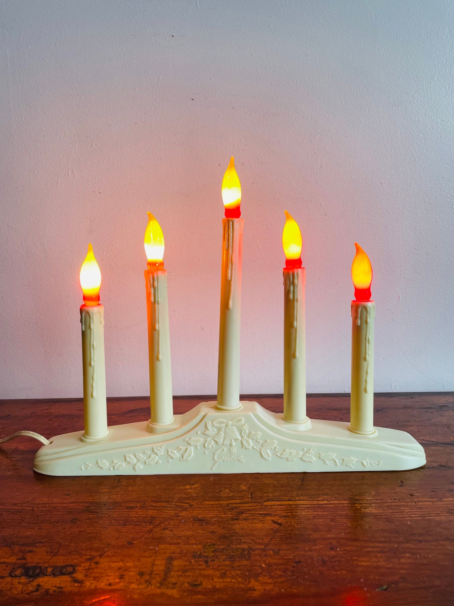 Christmas Window Candolier Electric Five Branch Candle with Red Flames