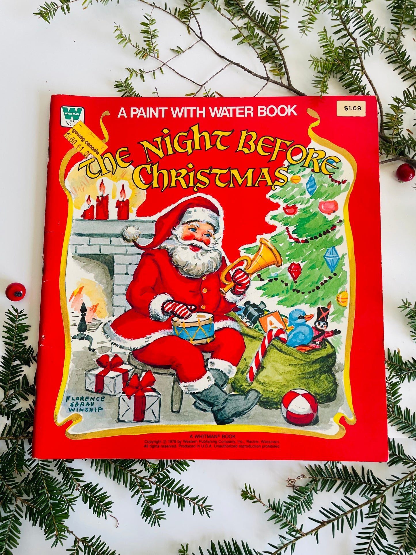 Brand New Vintage Paint with Water Art Colouring Book - The Night Before Christmas - A Whitman Book (1978)