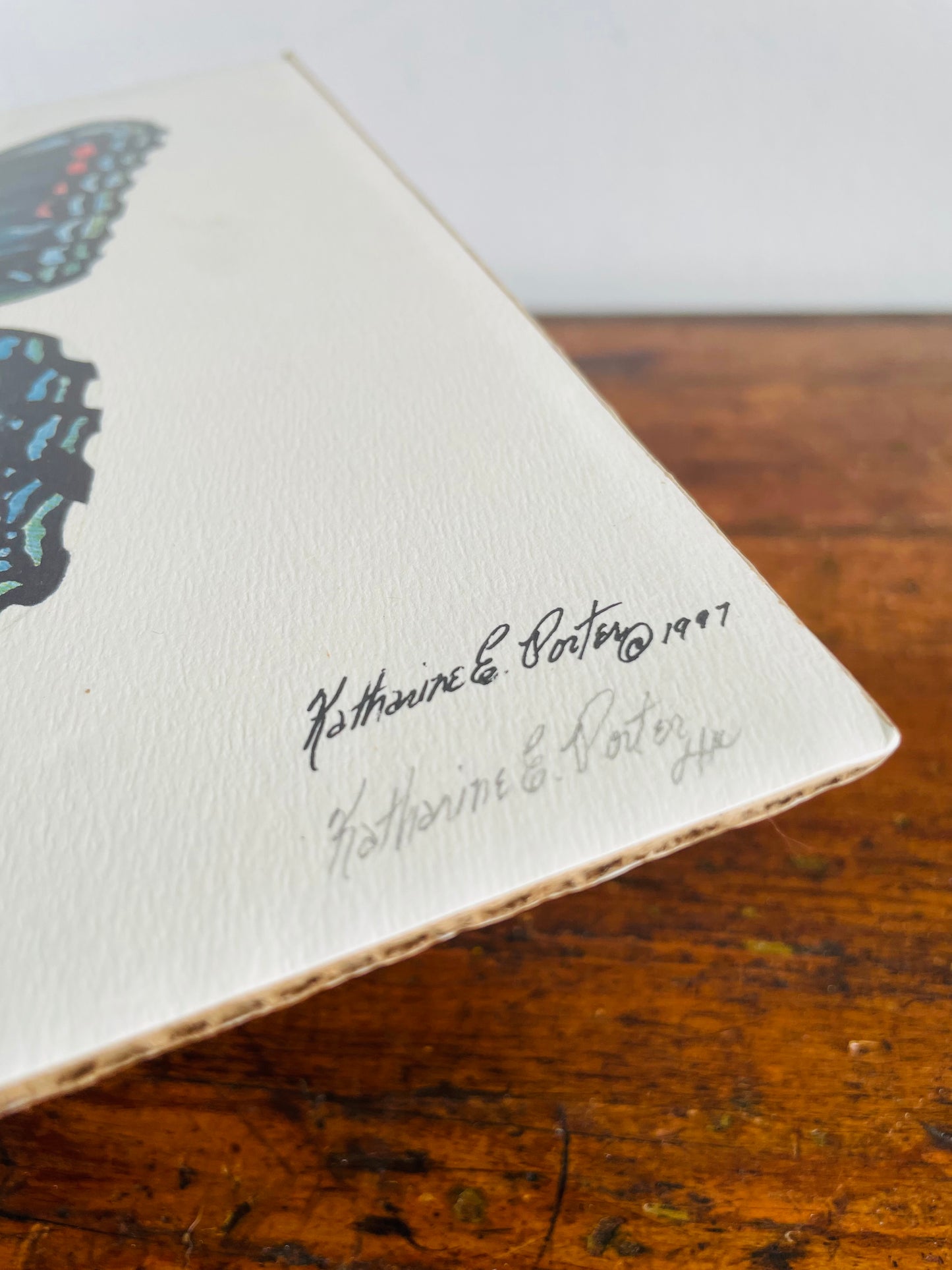 Vintage 1997 Pencil Signed & Numbered Print of Red-Spotted Purple Butterfly by Niagara Artist Katharine E. Porter #1