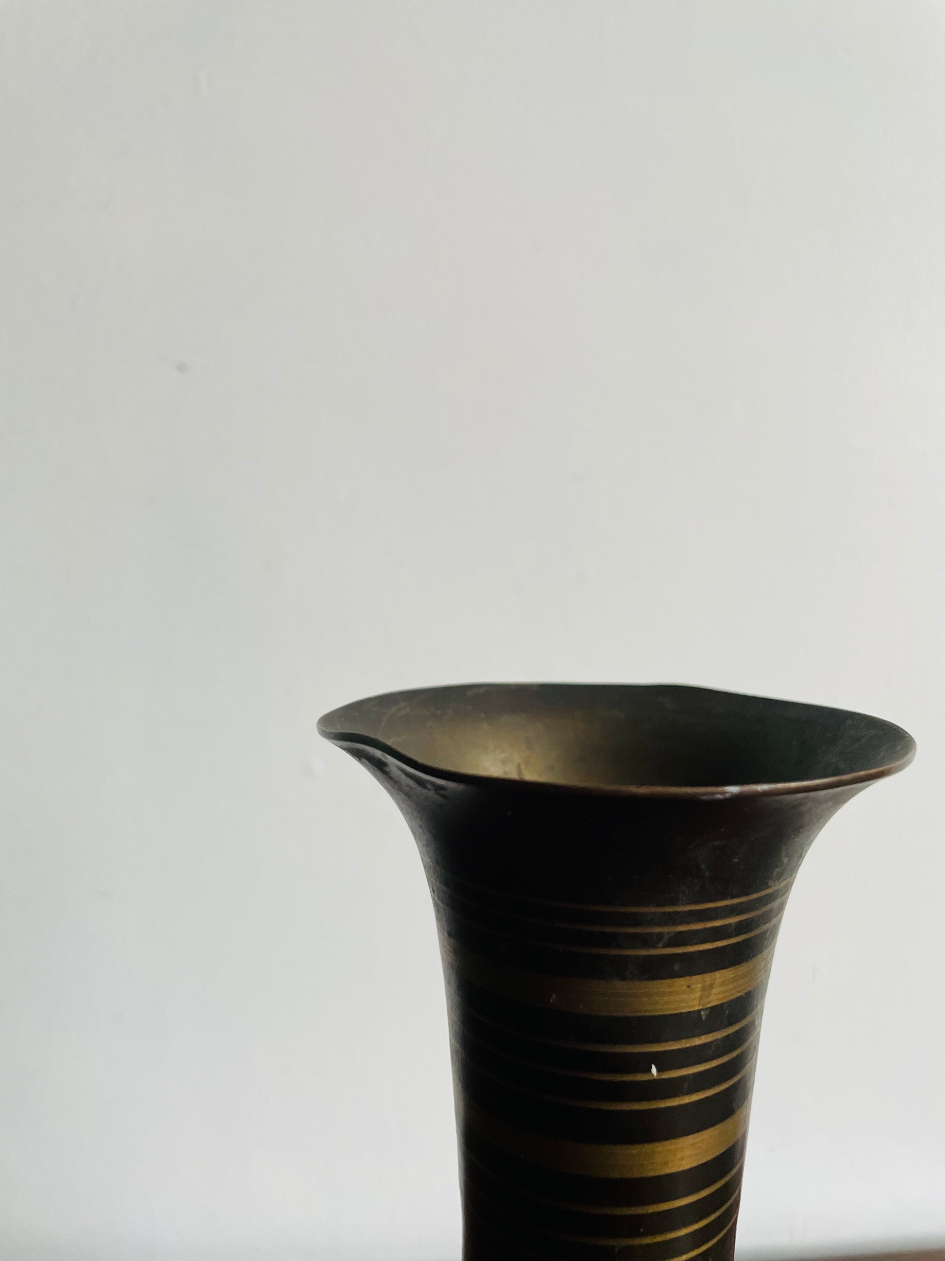 Tall Etched Brass Vase with Floral Design – Greenbrier Vintage