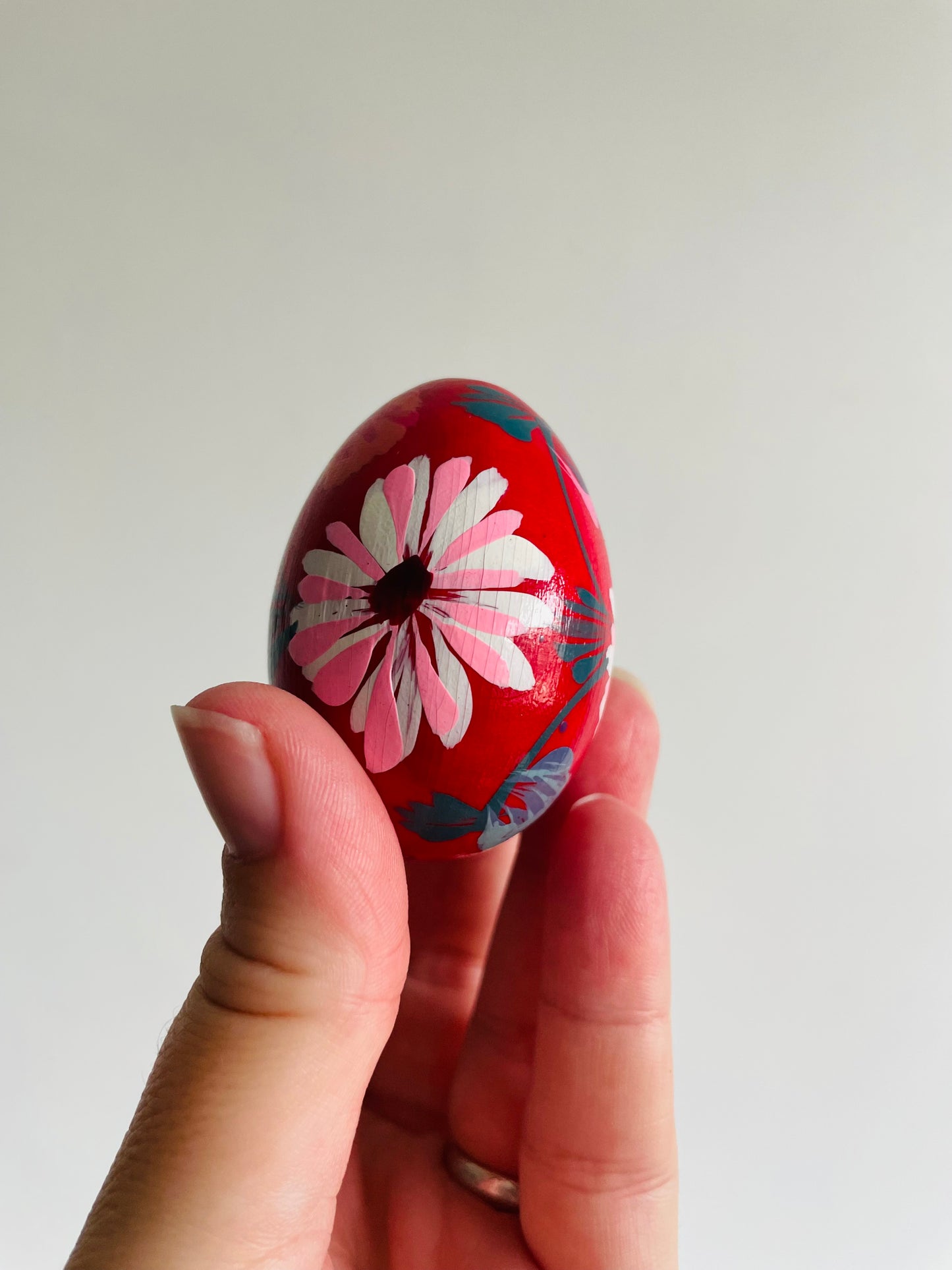 Hand Painted Wood Eggs with Various Designs - Set of 4