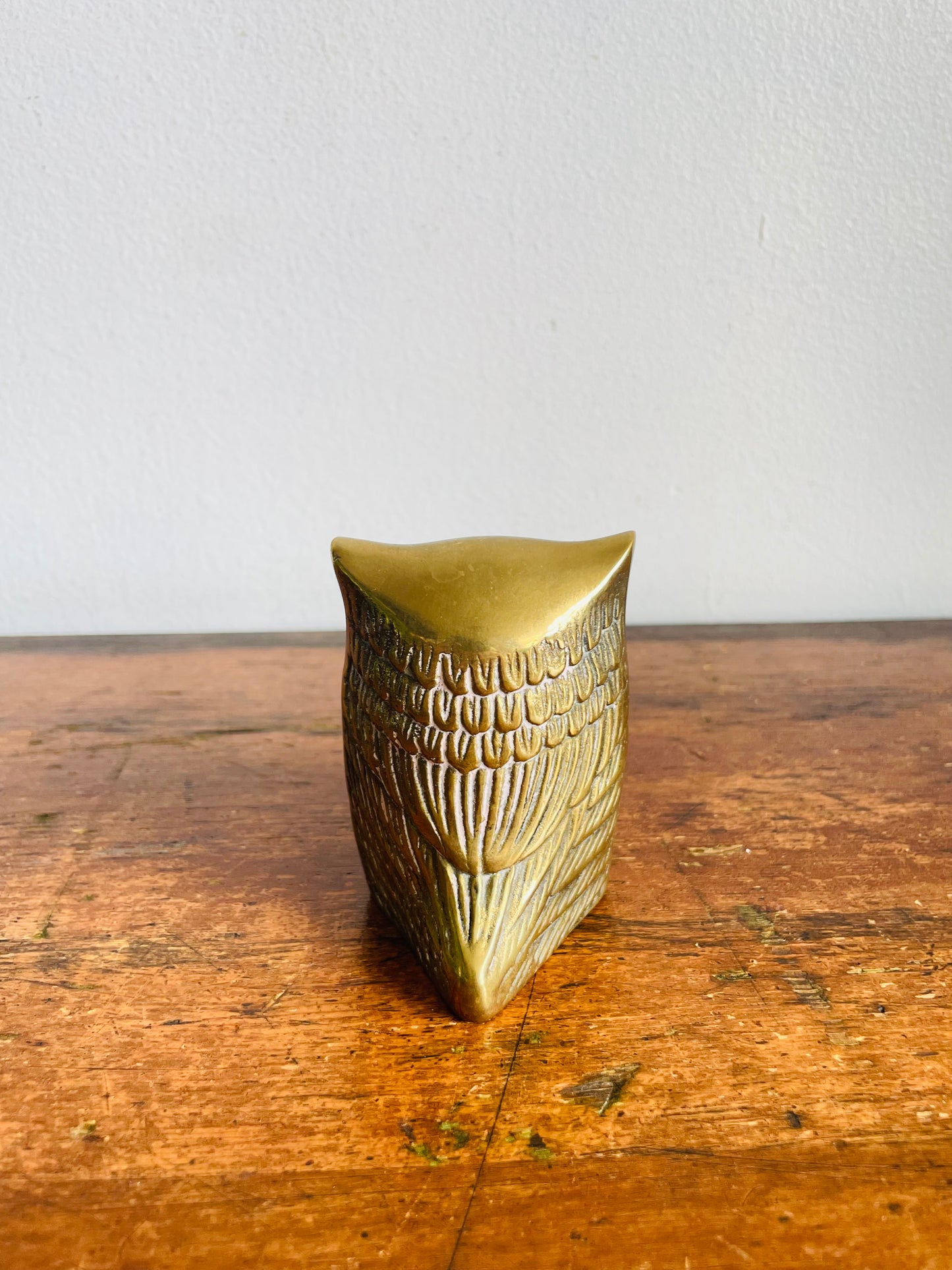 Vintage 3" Tall Solid Brass Owl Figurine - Made in Korea