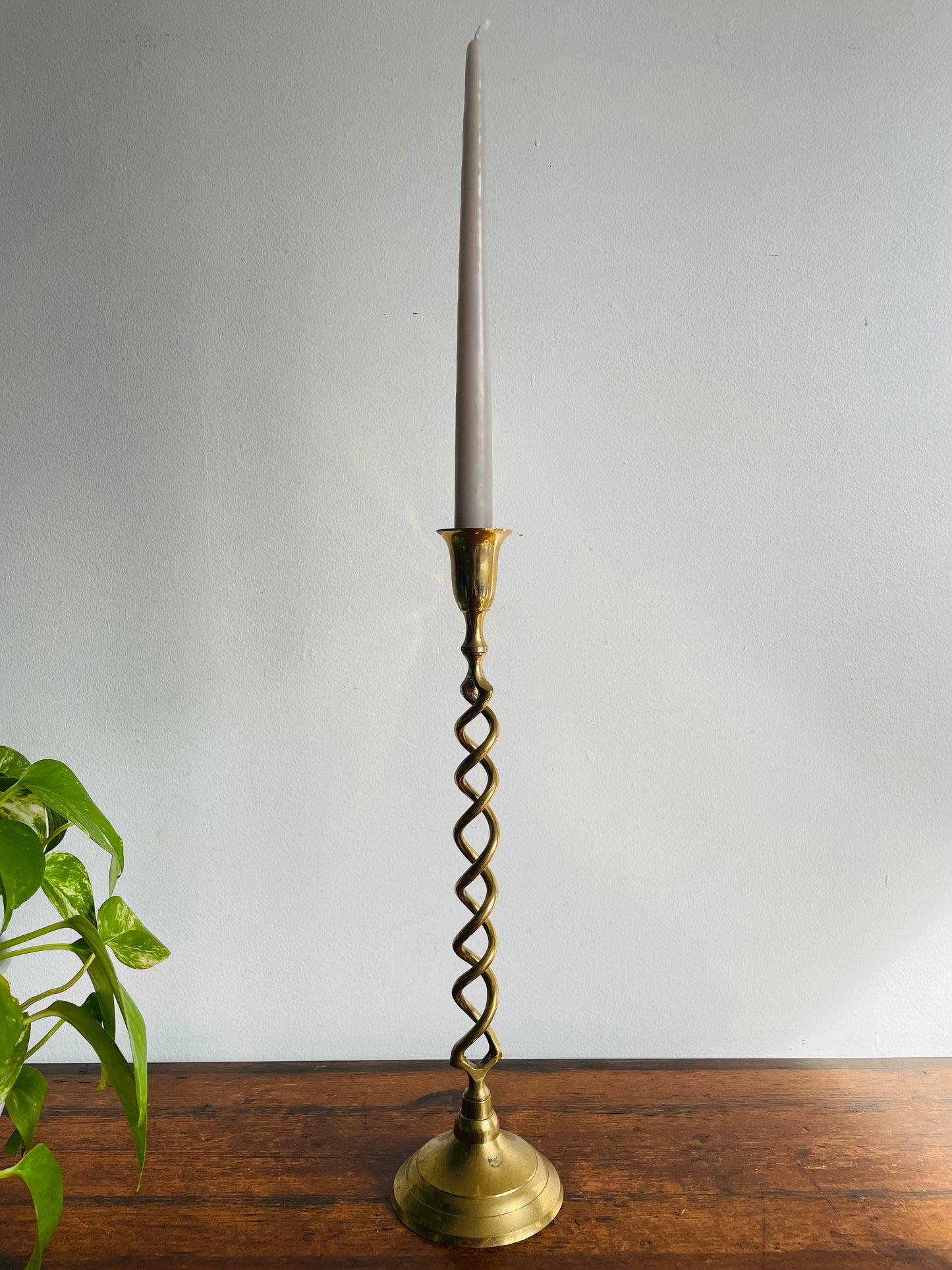 Tall Brass Spiral 15.25" Candle Holder