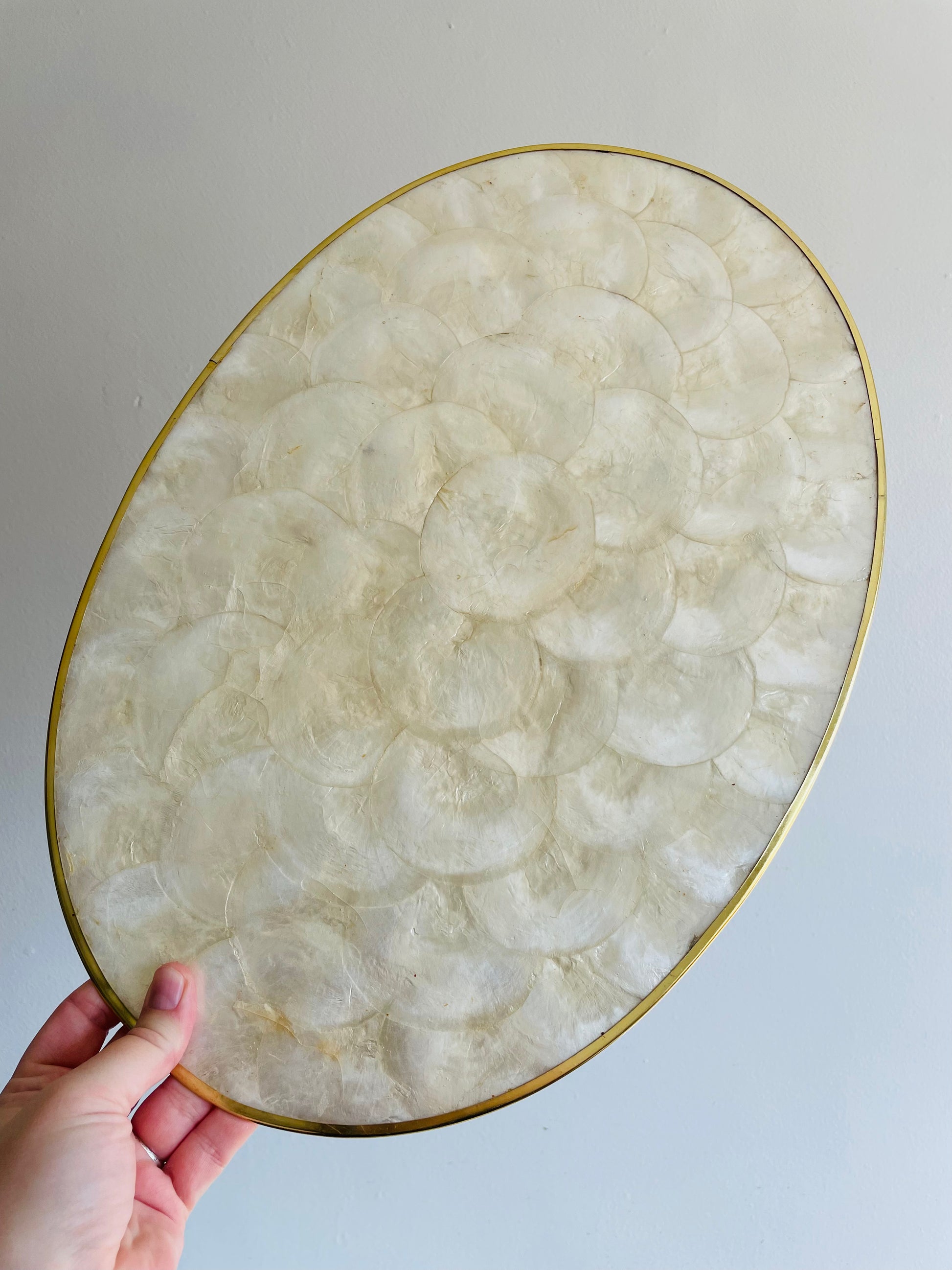 Full Size Genuine Capiz Shell Oval Placemats with Cork Backing by Shel