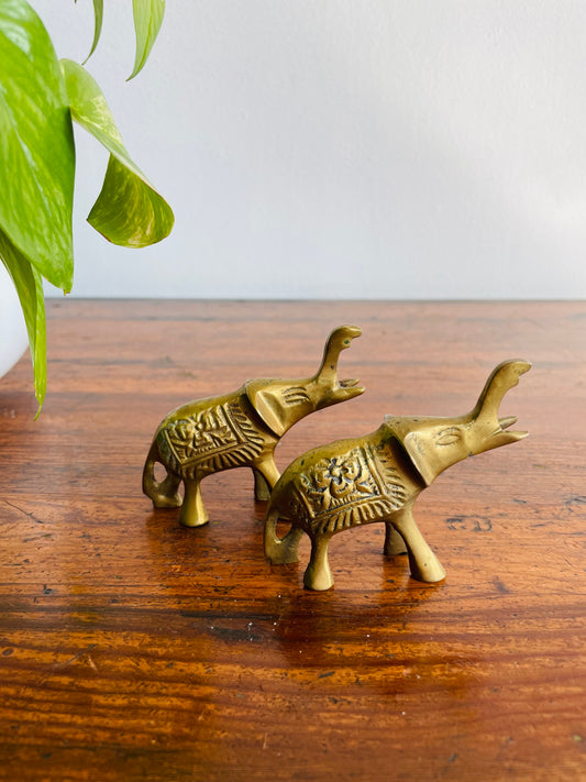 Brass Elephant Figurine Bottle Openers - Set of 2