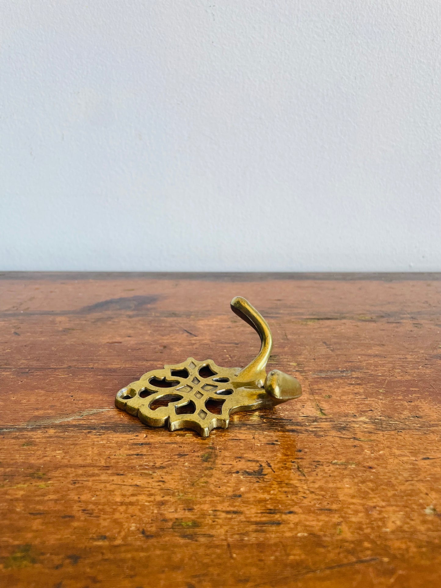 Vintage Solid Brass Wall Hanging Hook with Two Hook Hangers