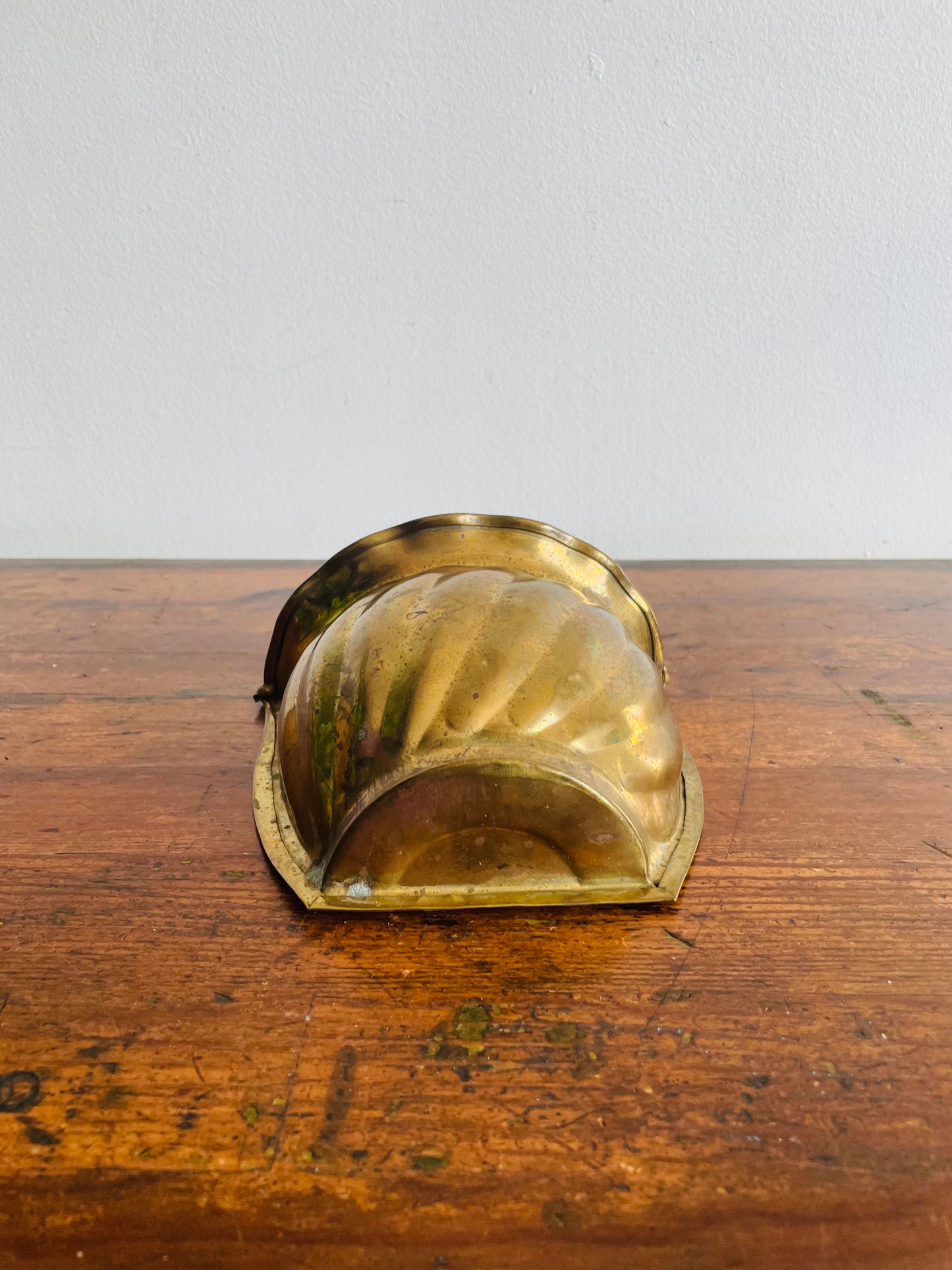 Solid Brass Scalloped Wall Pocket Planter Vase #2 - Made in India