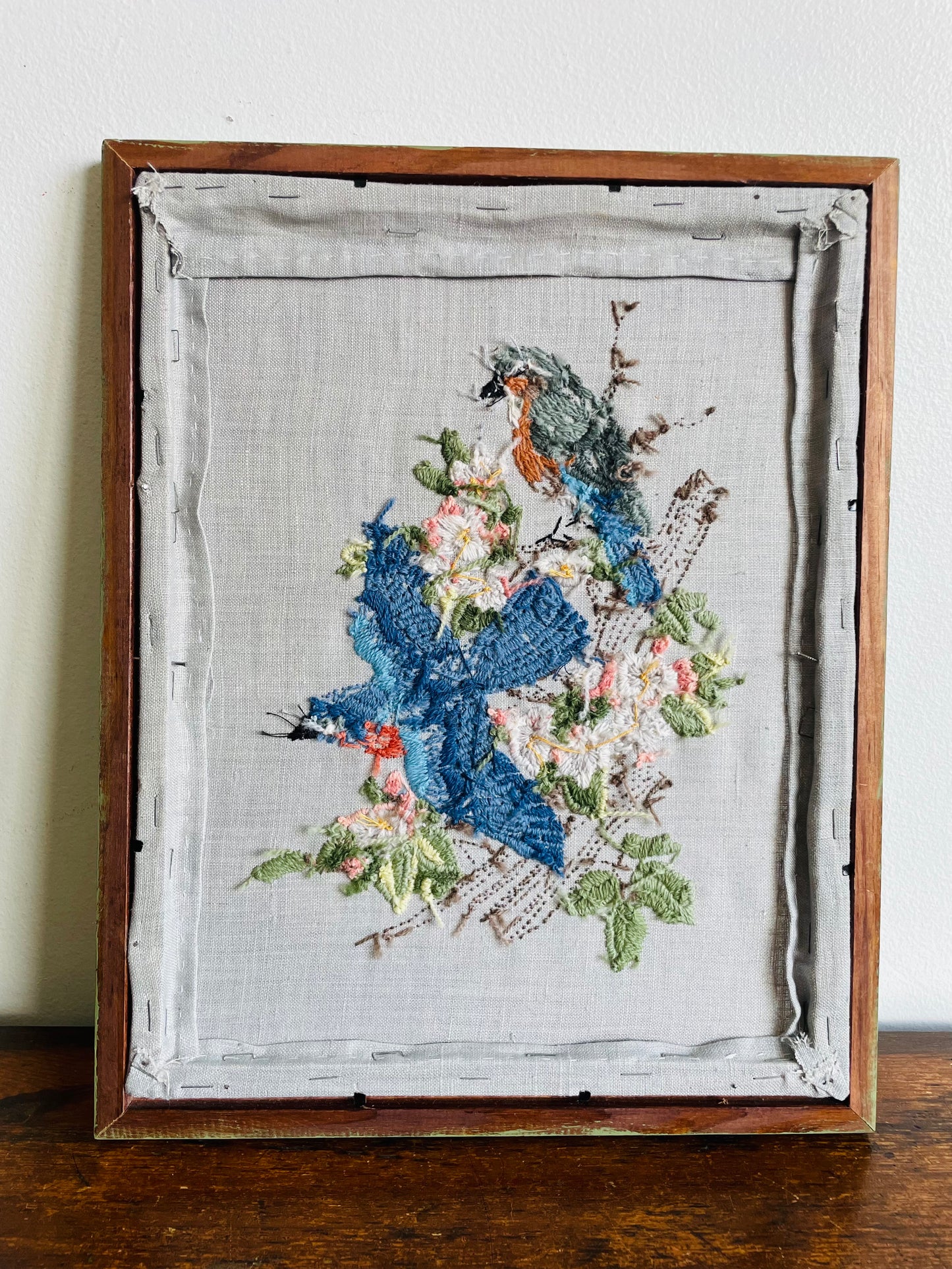 Blue Birds & Flower Blossoms Embroidery Picture