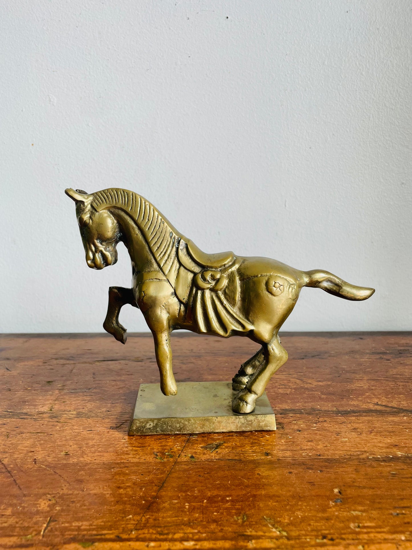 Vintage Solid Brass Horse Statue Equestrian Figurine