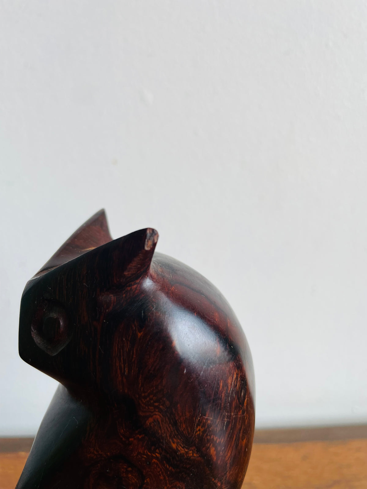 Vintage Hand-Carved Ironwood Owl Statue Figurine