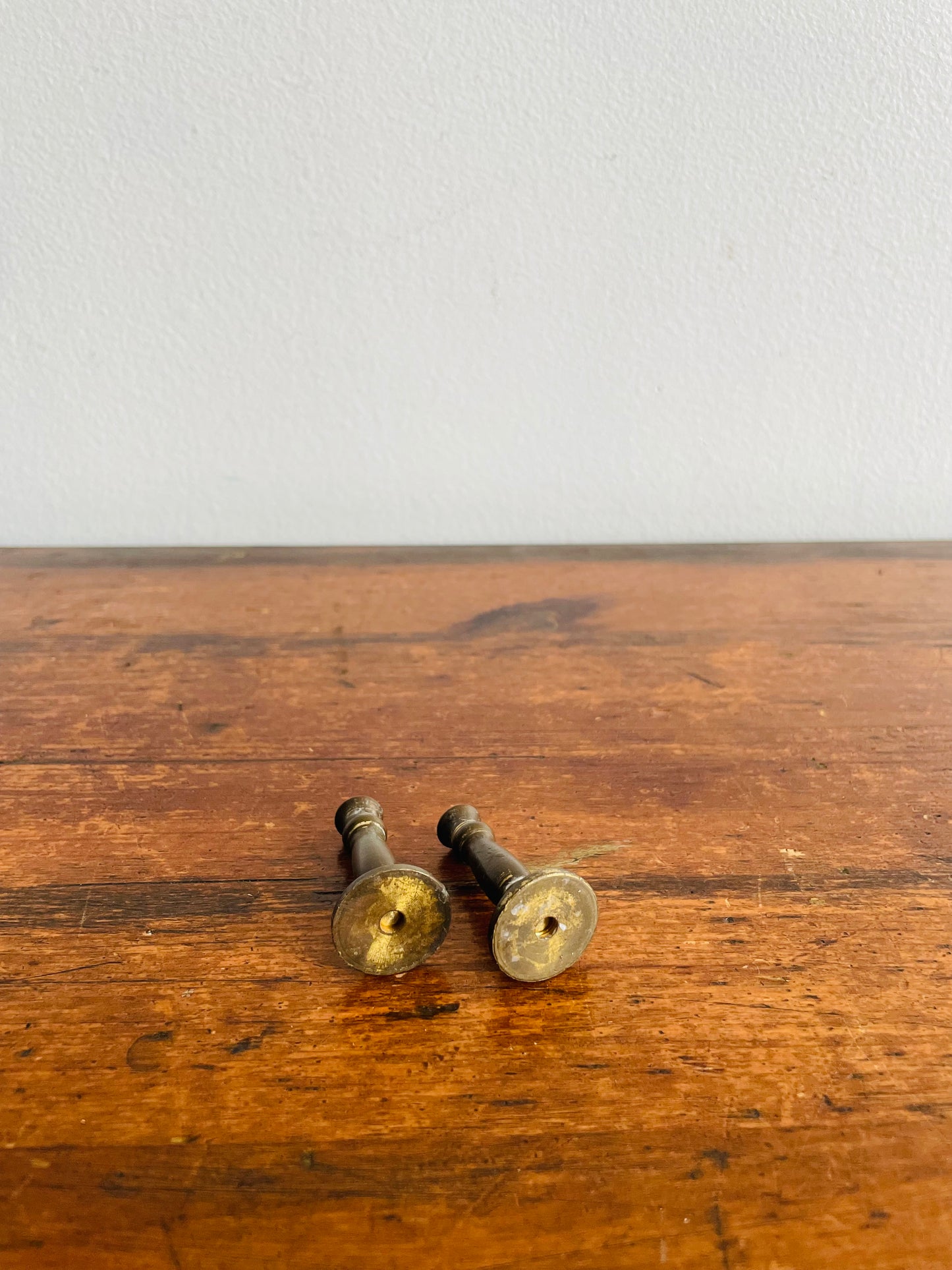 Adorable Dollhouse Sized 1.5" Brass Candle Holders - Set of 2