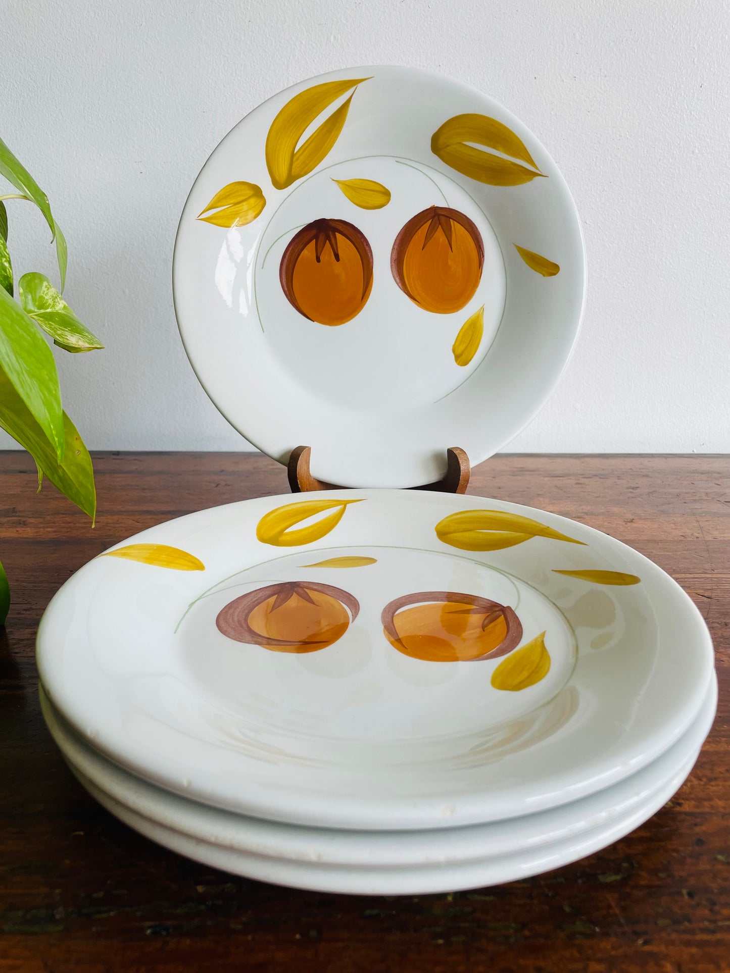 Ceramica San Marciano Hand Painted in Italy Orange Fruit Dinner Plates - Set of 4