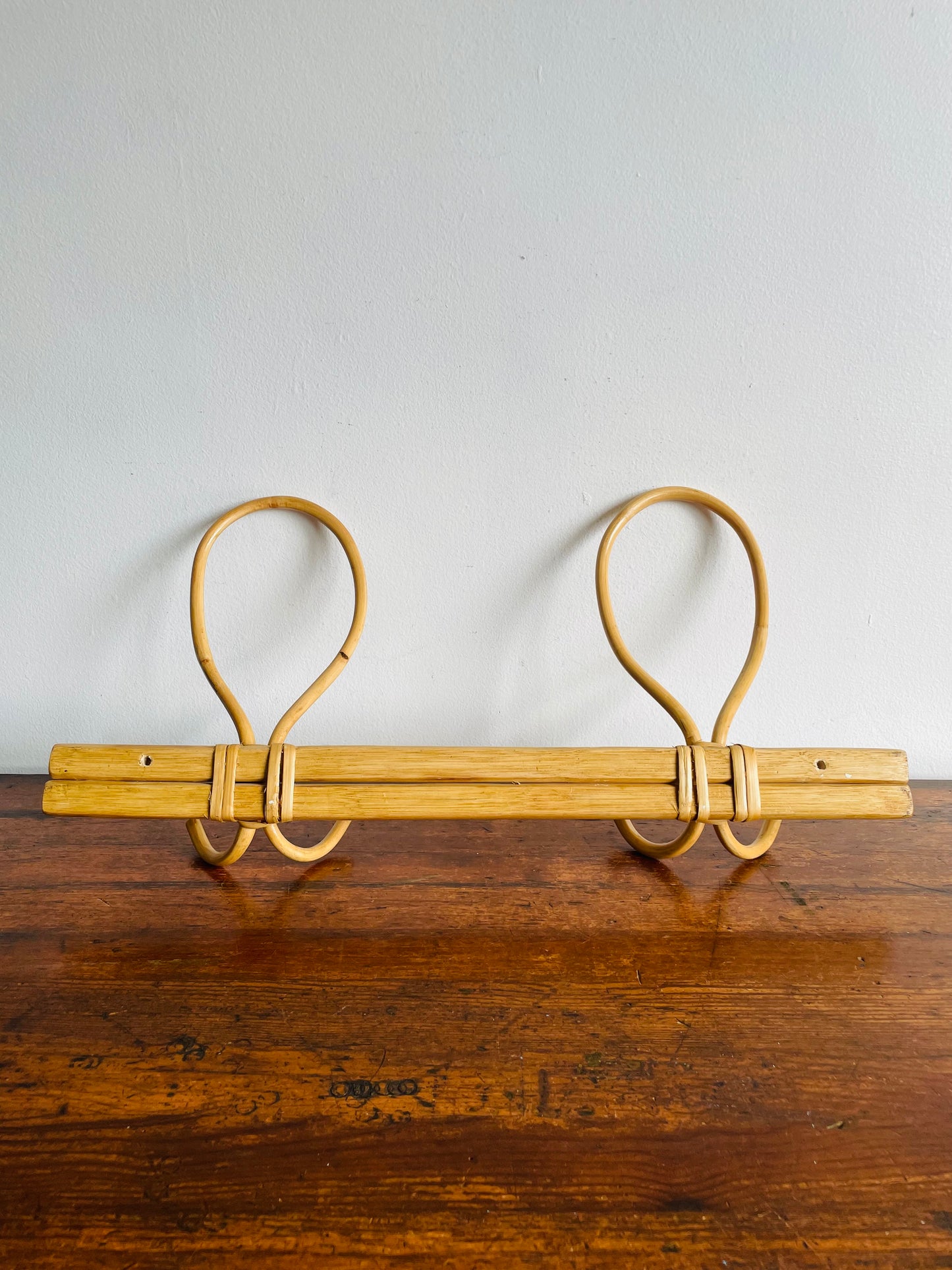 Wall Mount Bamboo Rattan Clothing Hook Hanger