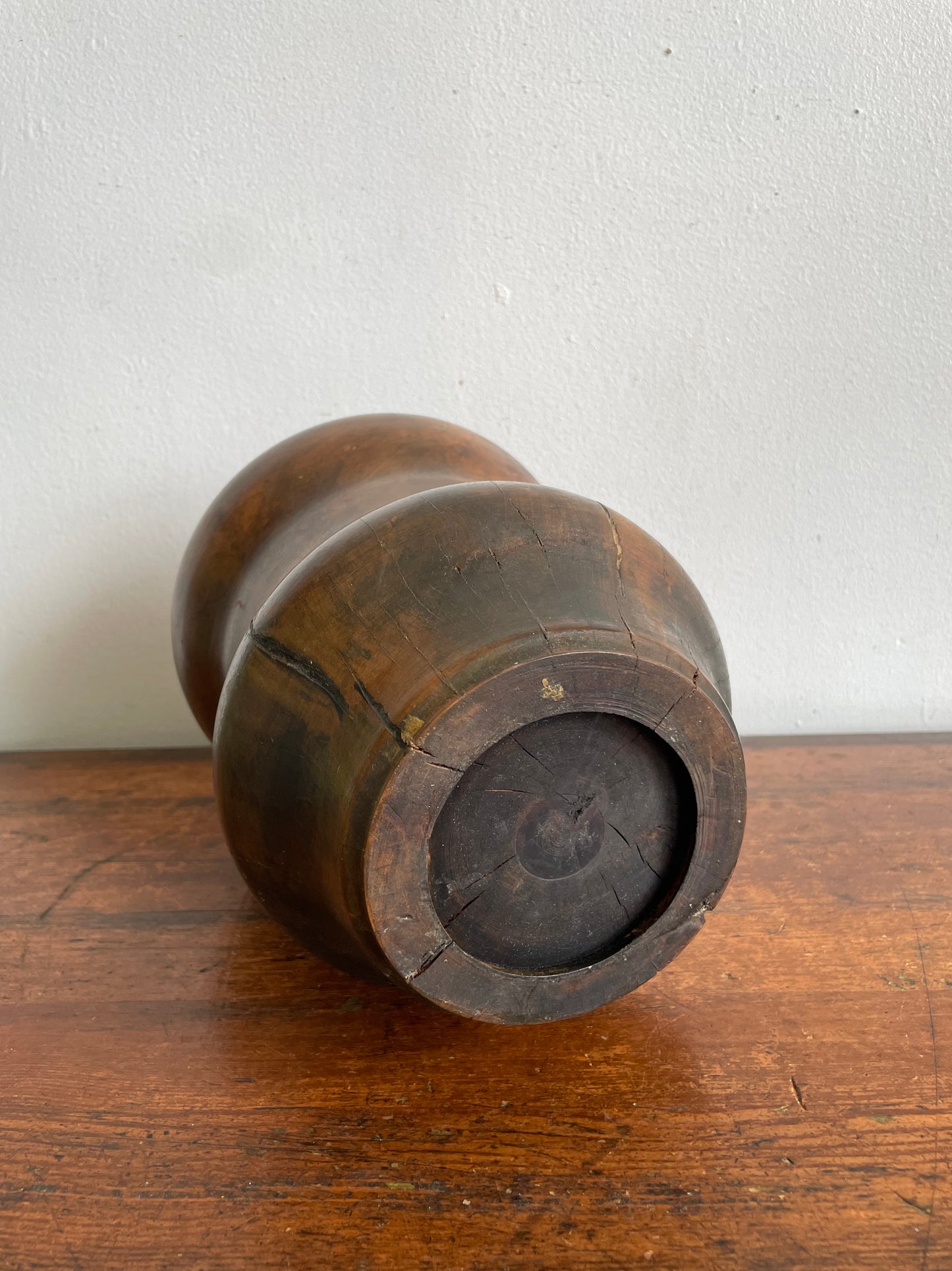 Vintage Handmade Wood Turned Vase - Made from a Single Piece of Wood