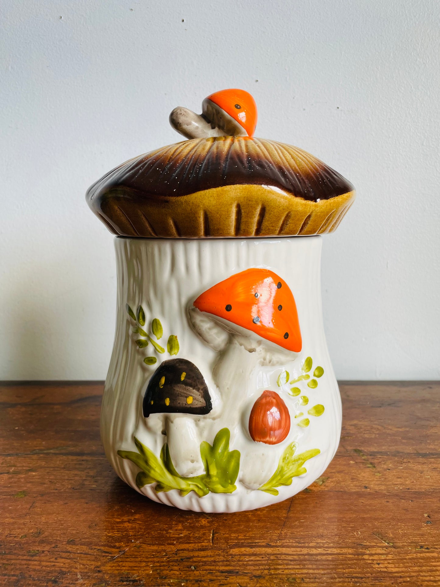 Vintage Large Laurentian Pottery Merry Mushroom Kitchen Canister Jar with Lid #1 - Made in Canada