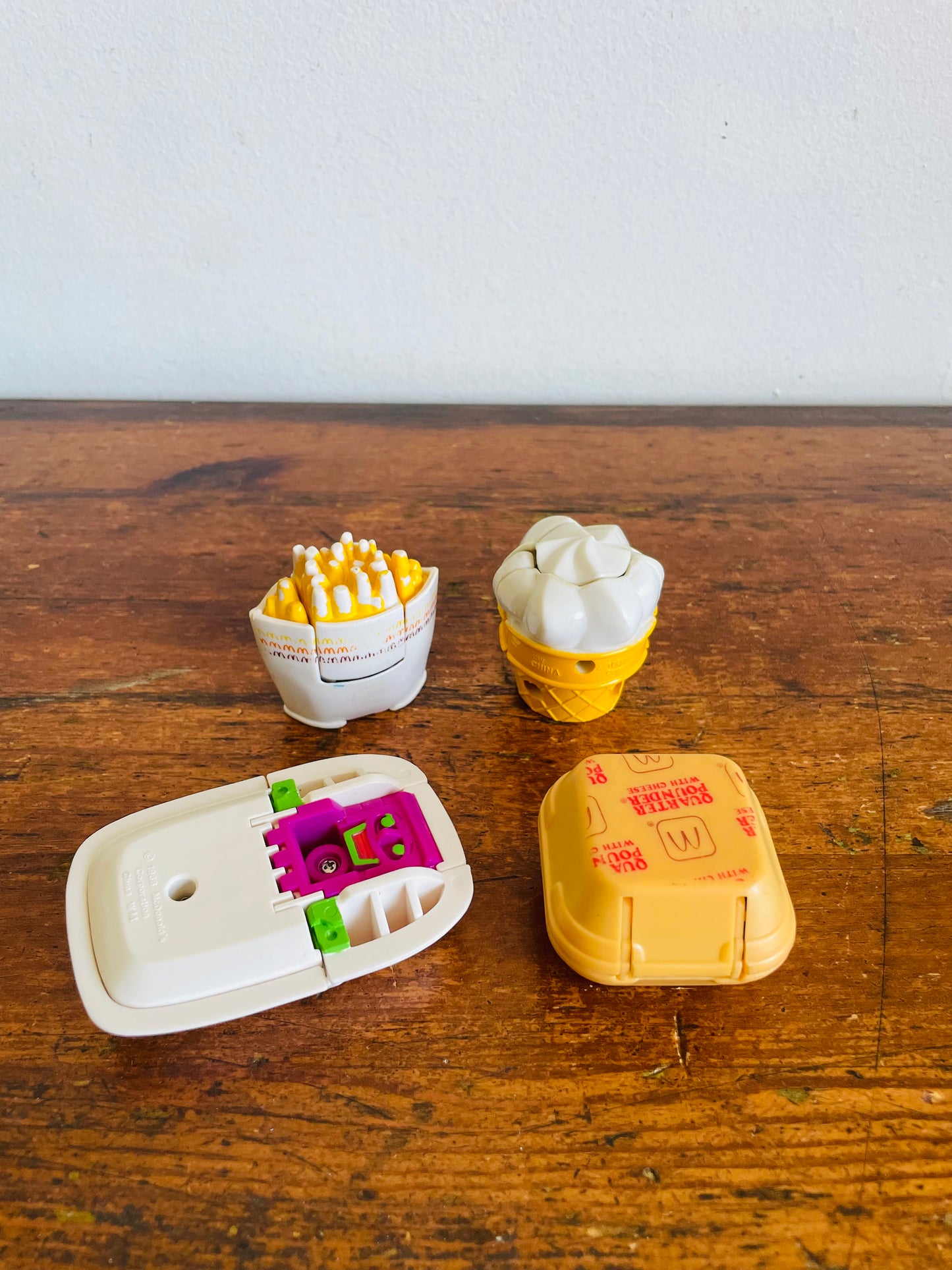 Vintage 1988 / 1990 McDonald's Happy Meal Toy Bundle - Changeables Transformers - Hot Cakes, Ice Cream, French Fries & Quarter Pounder with Cheese - Set of 4