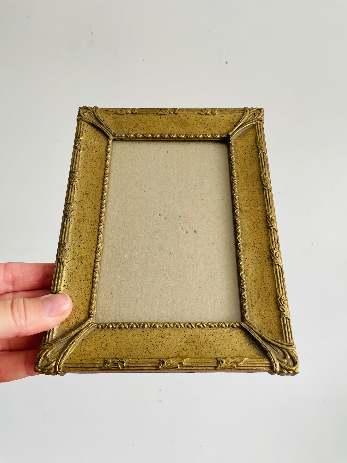 Vintage Gold Picture Frame with Ornate Details & Easel Backing - Made in Taiwan