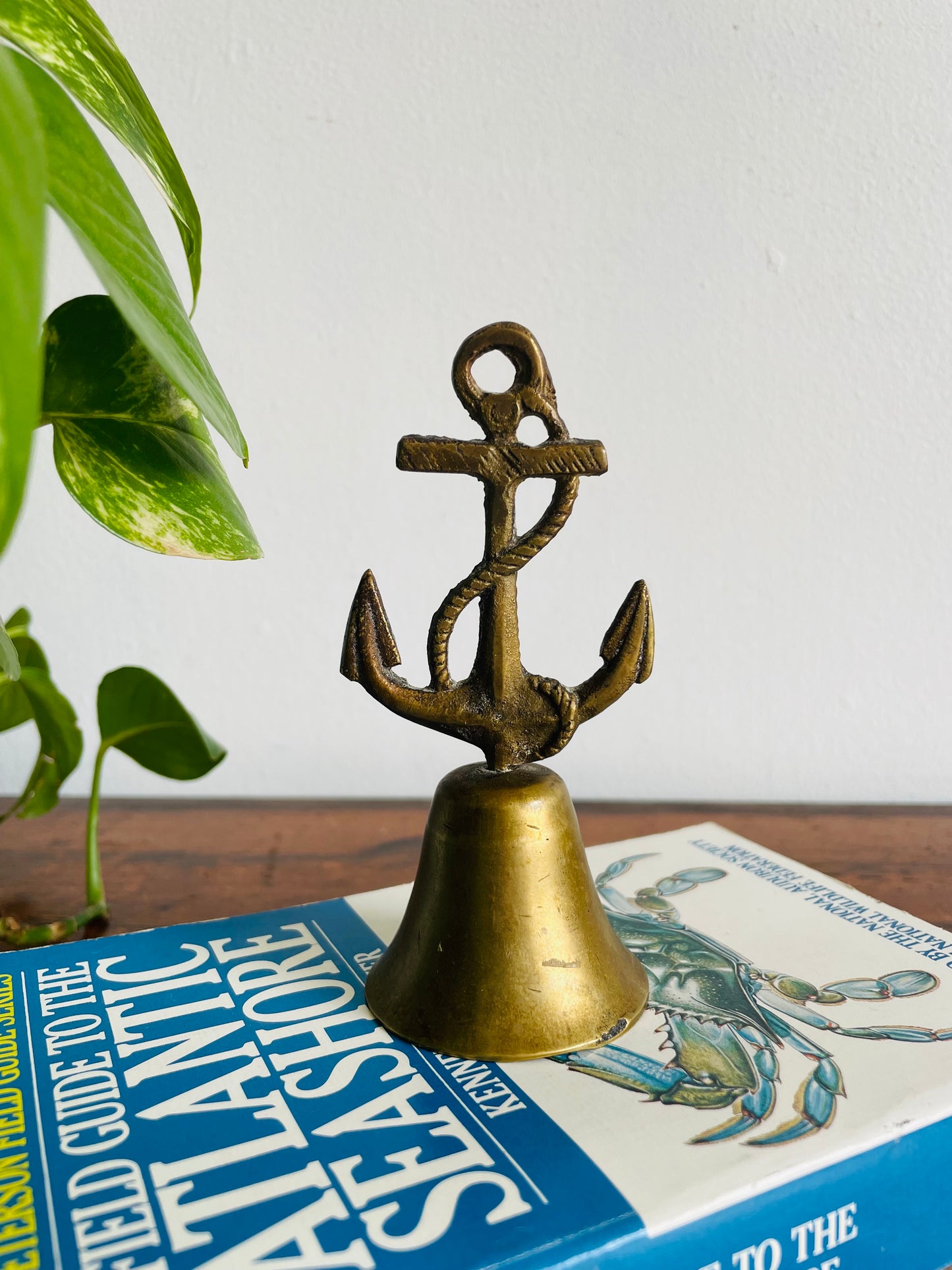 Solid Brass Nautical Bell with Ship Anchor Handle