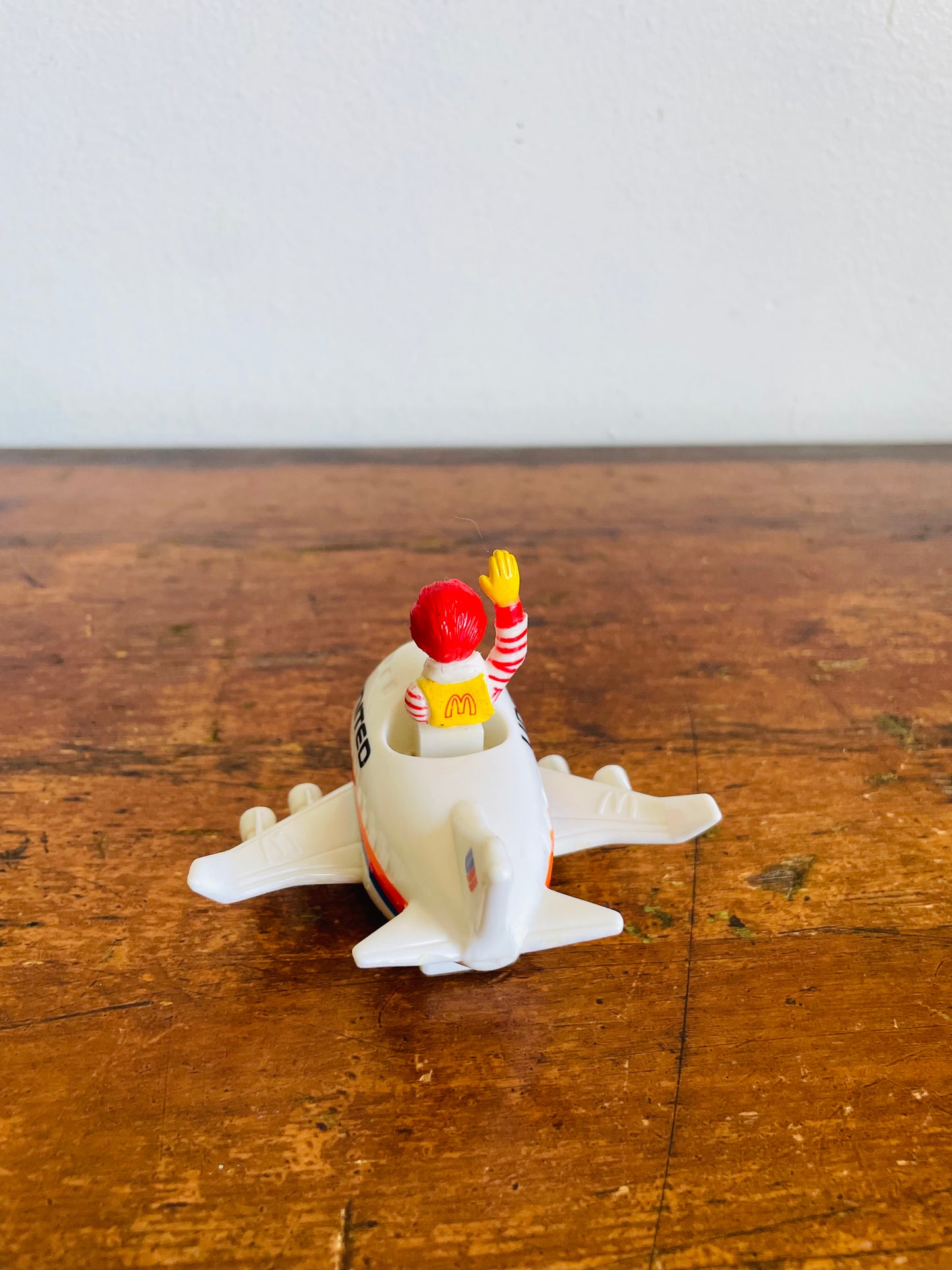 Vintage 1991 McDonald's Happy Meal Toy - Ronald McDonald in United Airlines Plane - Friendly Skies Series