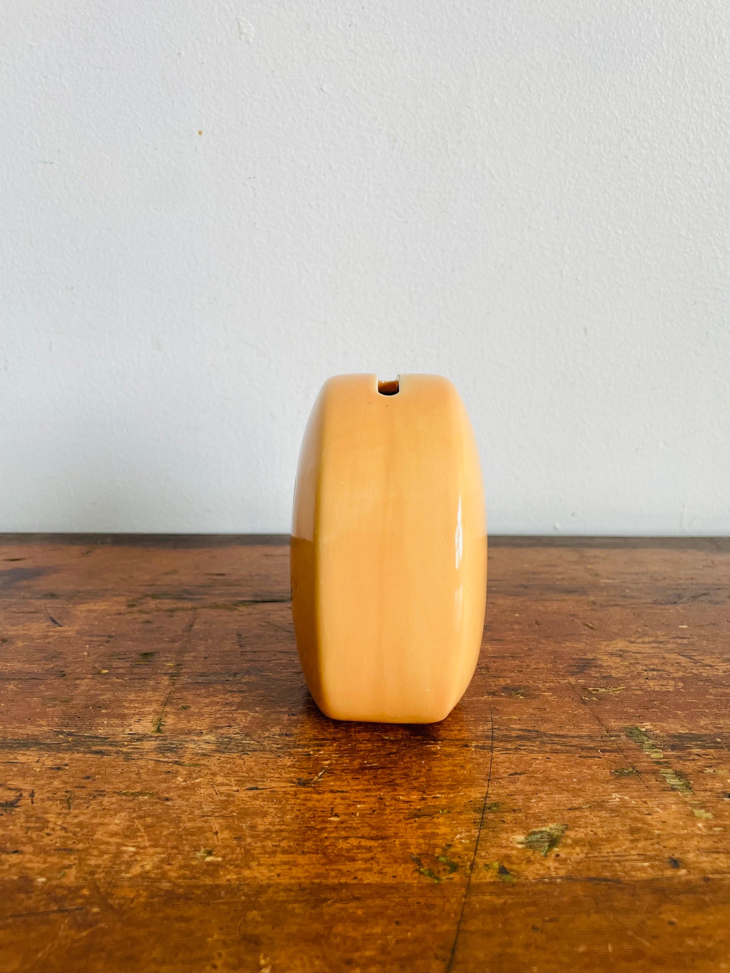Vintage Pale Orange Smiley Happy Face Money Coin Piggy Bank
