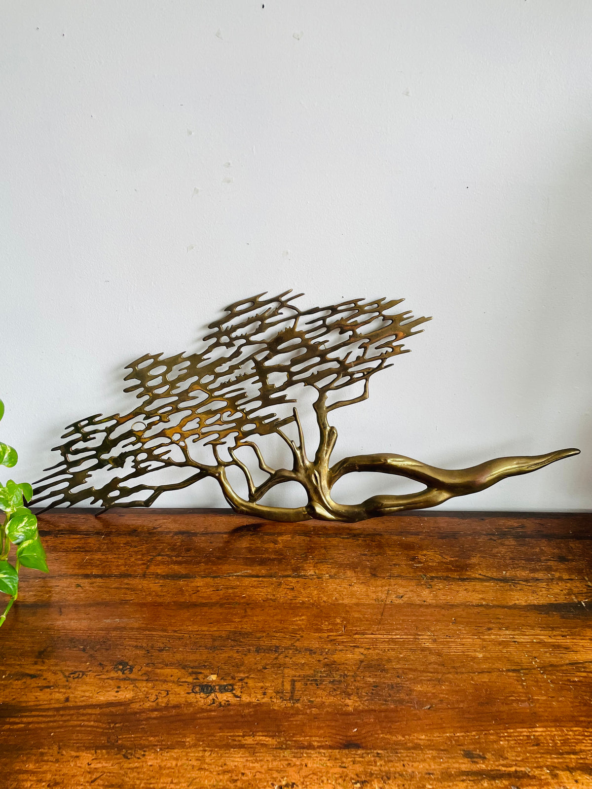Vintage Mid-Century Modern Solid Brass Tree Wall Hanging Art - No Shipping
