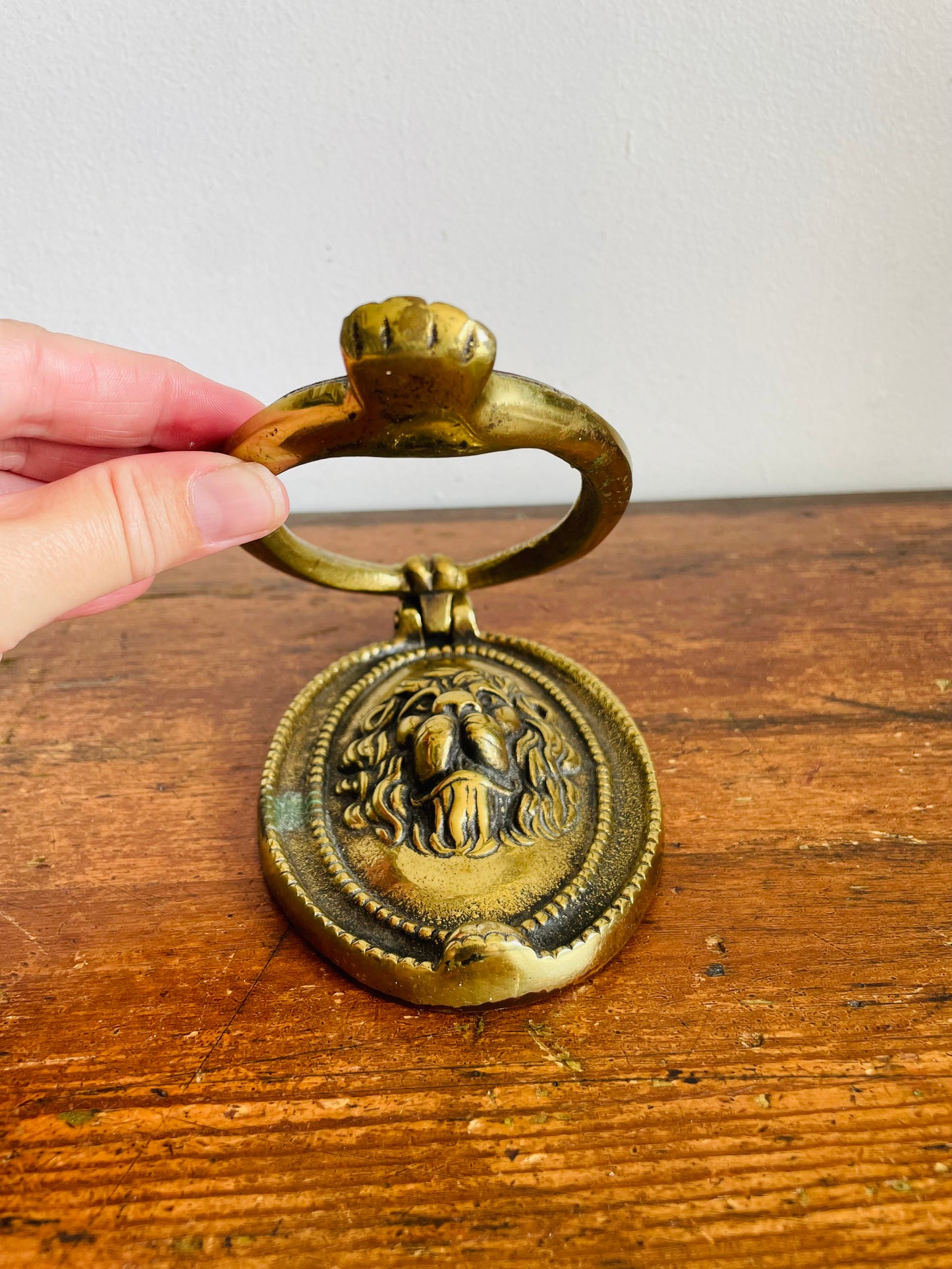 Vintage Solid Brass Lion Head Door Knocker (From 1928?)