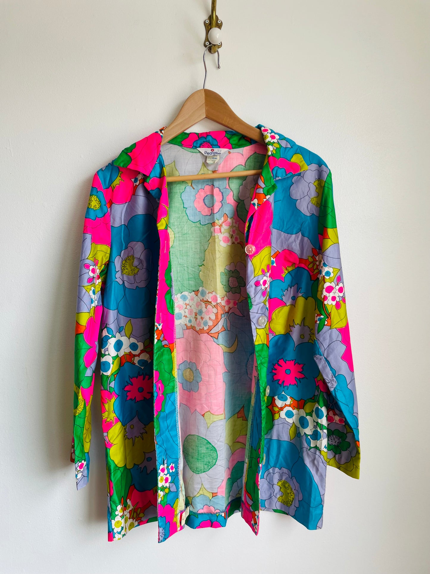 Super Groovy Flower Power Pedigree Montreal Button-Up Shirt - Perhaps Originally a Pyjama Shirt