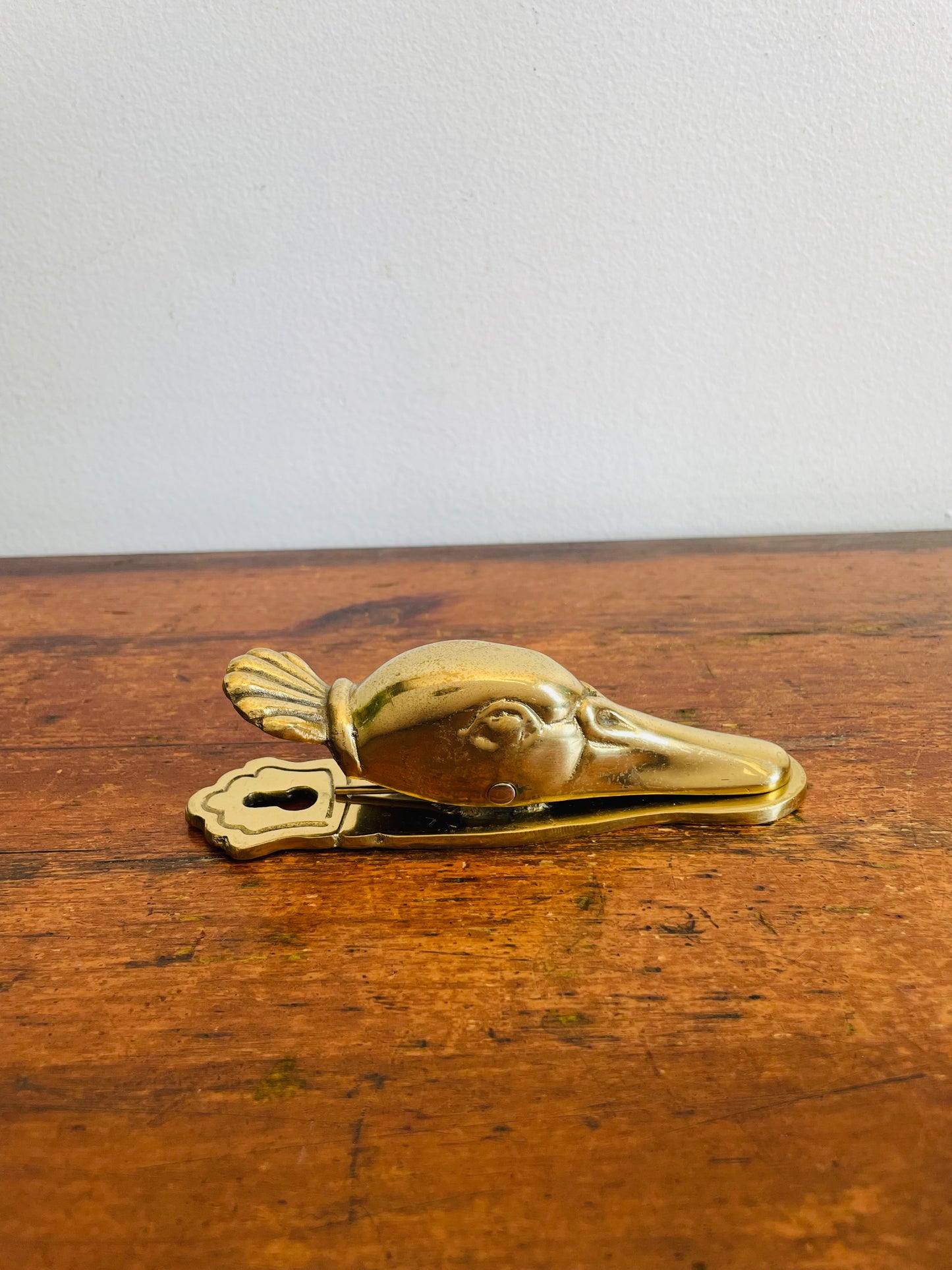 Vintage Solid Brass Duck Head Clip - Made in Taiwan for Eaton - Can Hang or Lay Flat - Also Great As a Curtain Tieback!