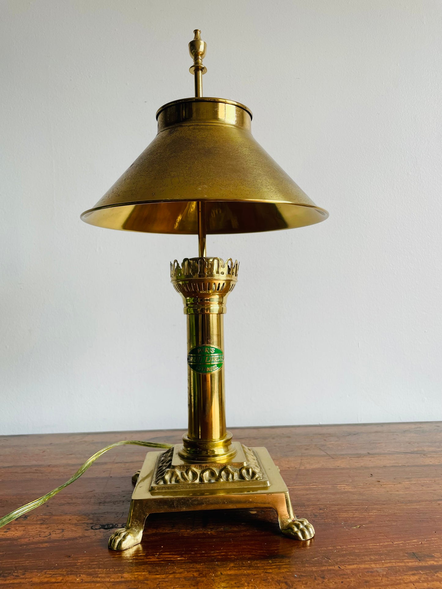 Solid Brass Orient Express Paris-Istanbul Table Lamp - Shade Can Adjust to Preferred Height