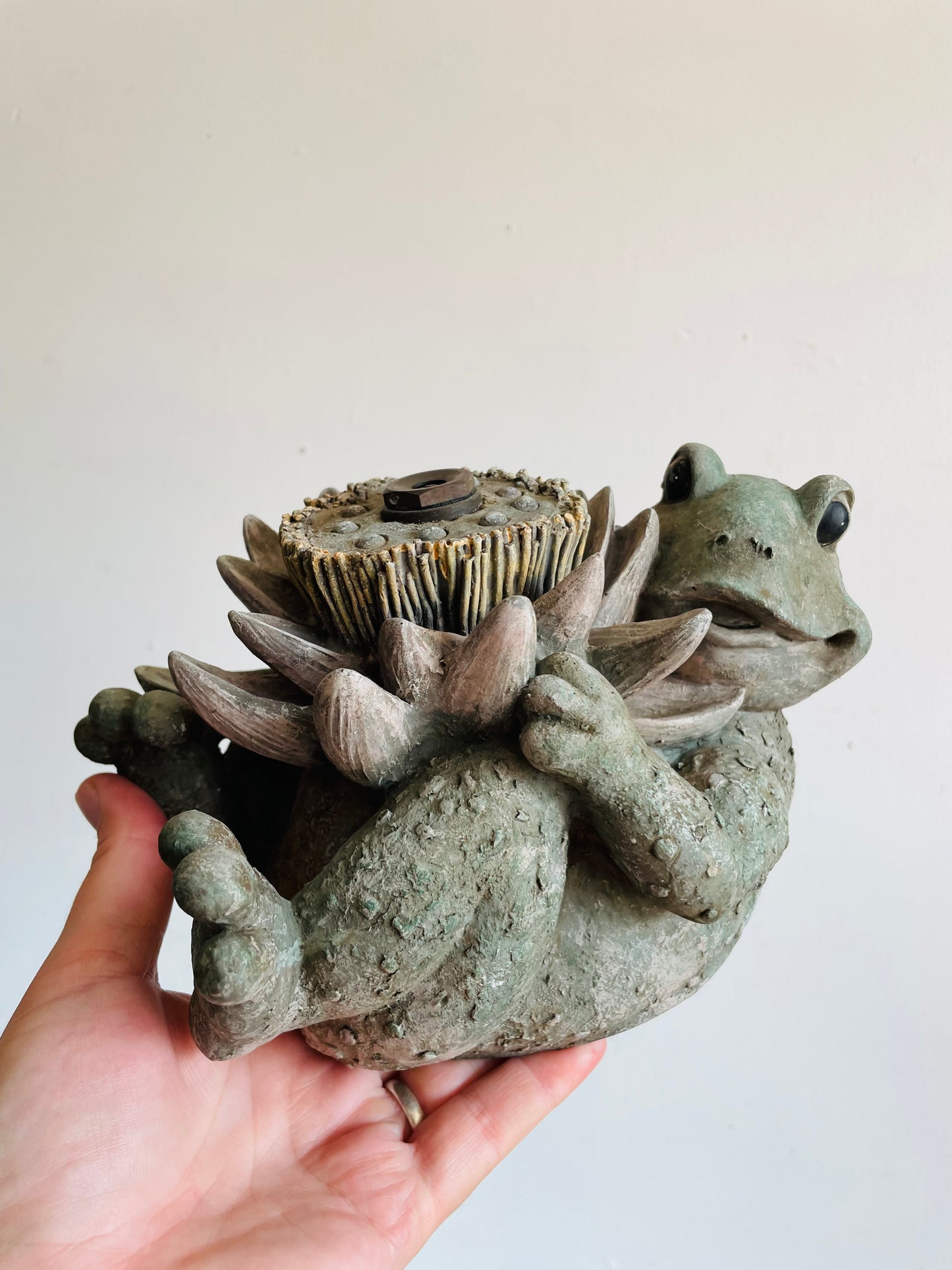 Adorable Frog with Flower Sprinkler or Fountain Water Feature - Easily Attaches to a Garden Hose!