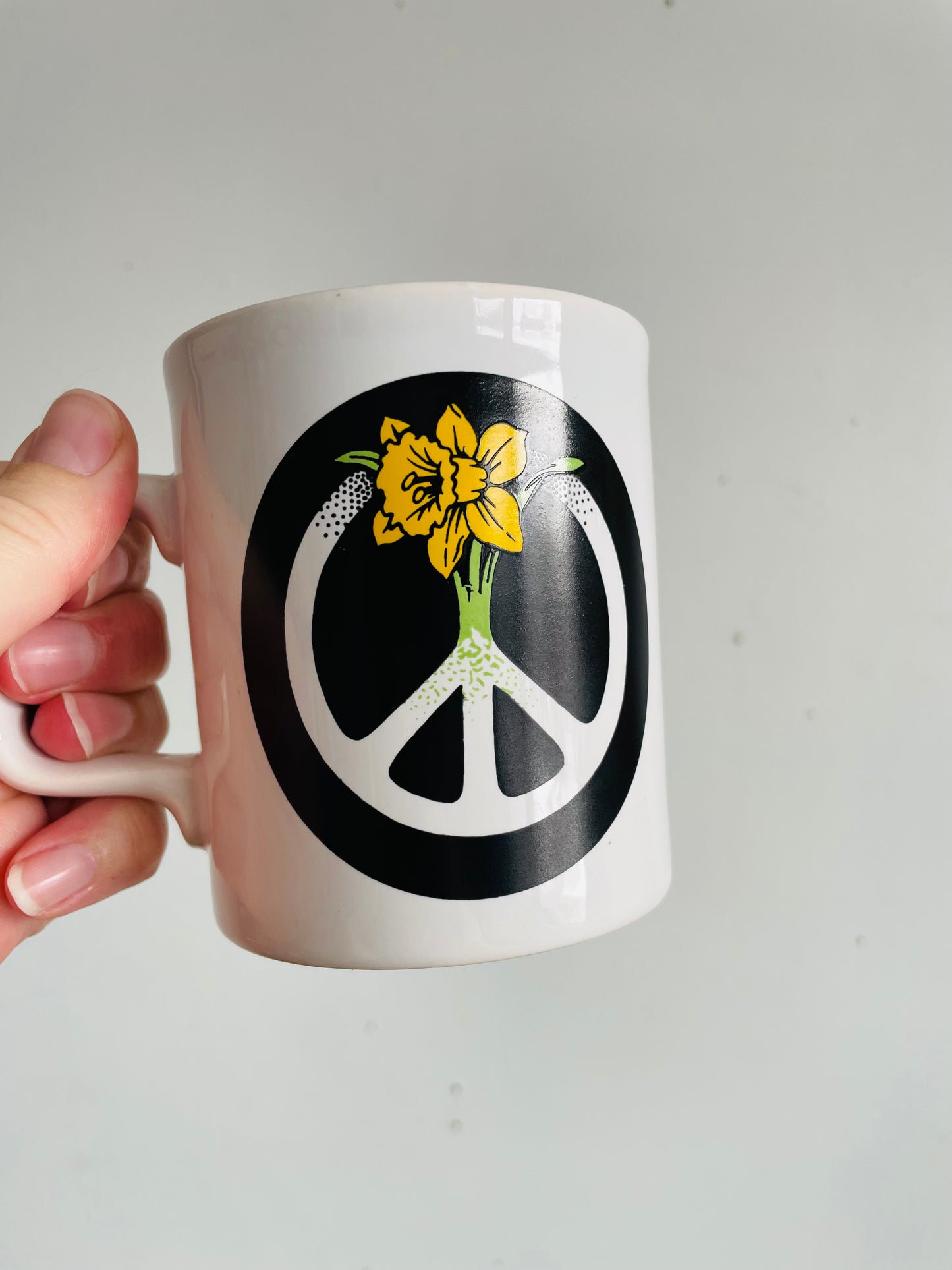 Vintage Kilncraft Peace Sign & Daffodil Flower Mug - Staffordshire England
