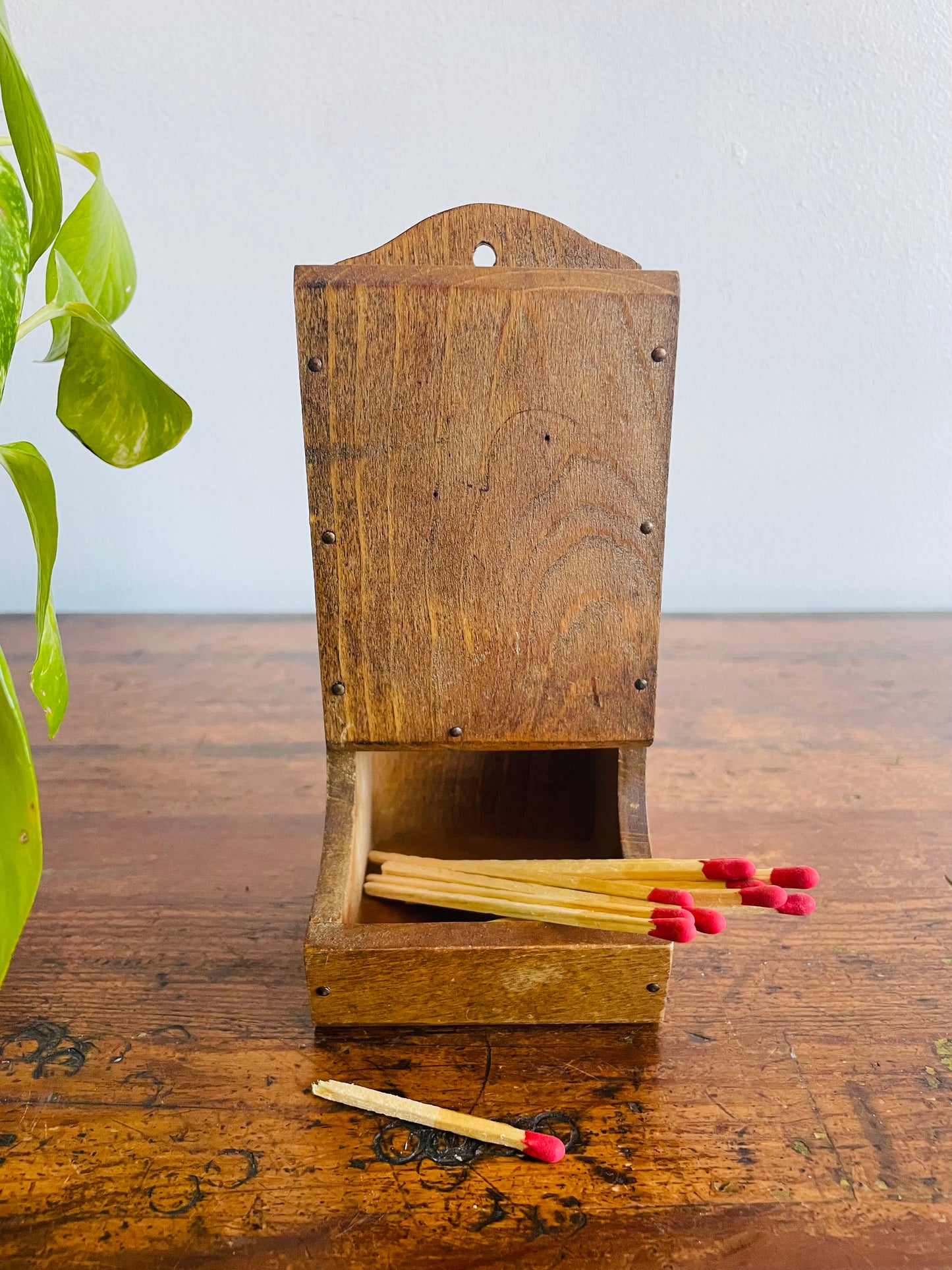 Wood Wall Mount or Standing Matchstick Holder - Made in Japan