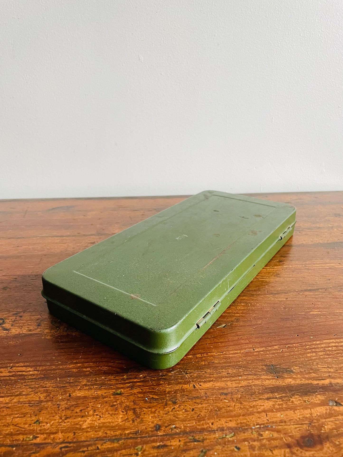 Slim Green Metal Tool Case - Originally Intended for a 40 pc. Socket Wrench Set - Made in Taiwan