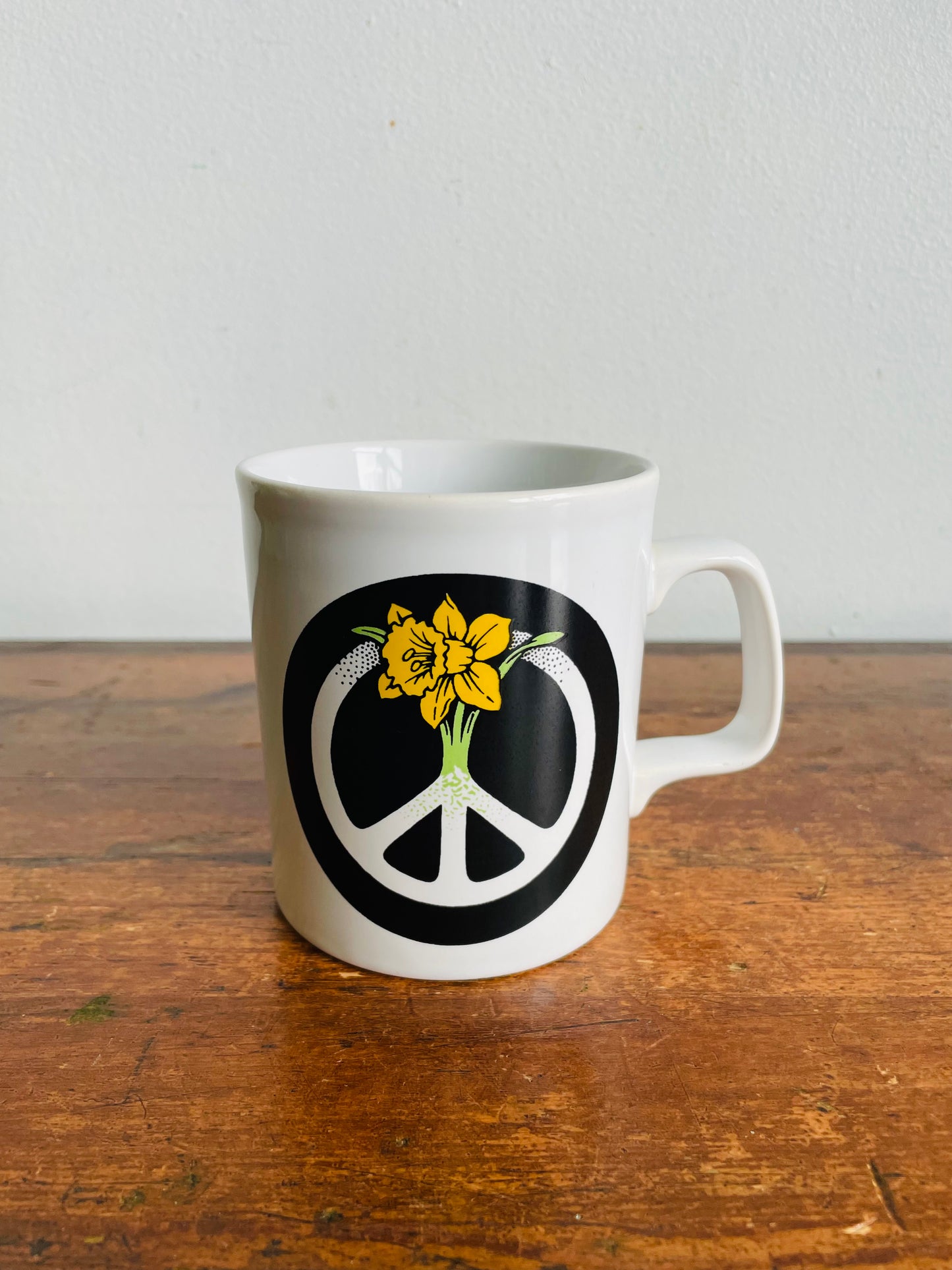 Vintage Kilncraft Peace Sign & Daffodil Flower Mug - Staffordshire England