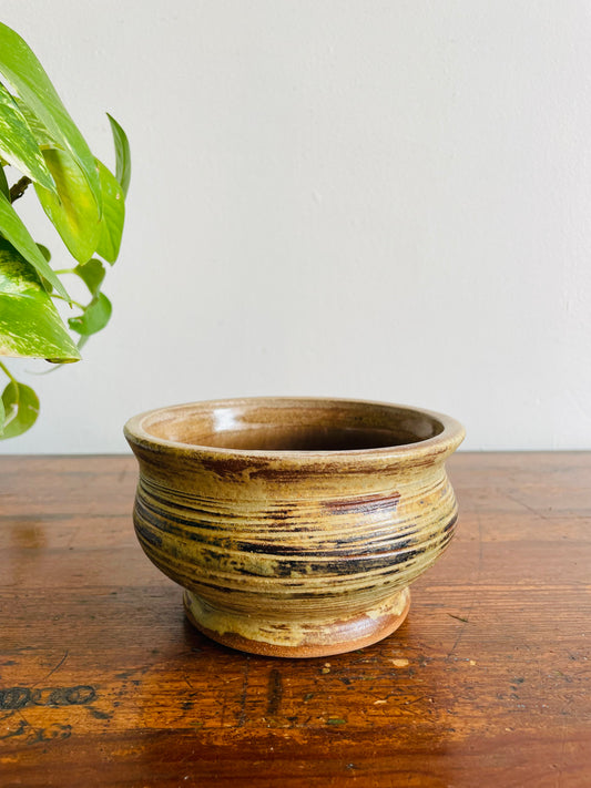 Studio Pottery Planter Pot Bowl in Shades of Neutral Browns