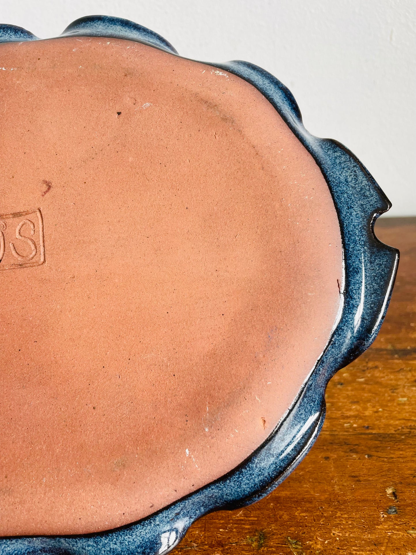 I'll Have the Fish Platter! Vintage Studio Art Pottery Wavy Speckled Blue Fish Plate - Artist Signed