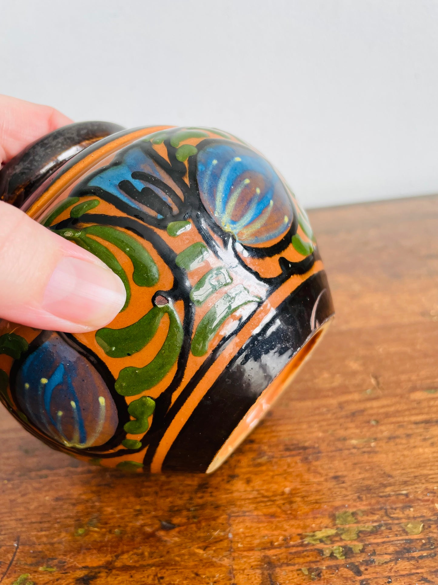 Antique / Possibly Vintage Carl Gebauer-Style Arts & Crafts Era Hand Painted German Floral Vase or Planter Pot - Made in Germany - Stamped