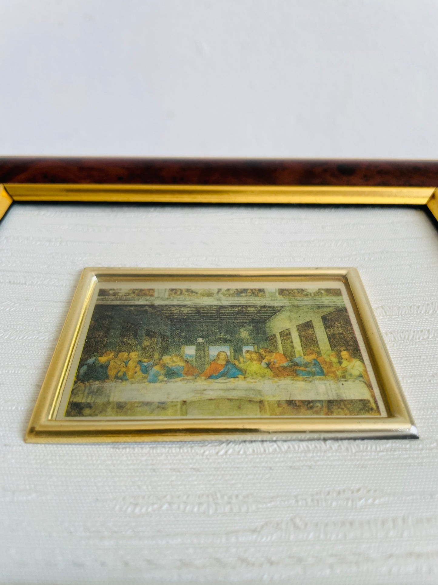 Vintage Lamina Argento 925 Hand-Pressed Chromolithograph Engraved on Satin-Finish Silver Foil Picture - The Last Supper Religious Scene  - Made in Italy