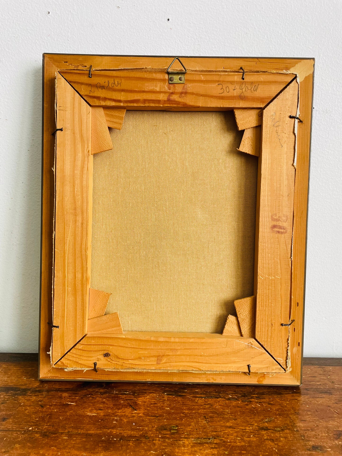 Vintage Original Art Painting Picture - Portrait of a Bavarian Man Wearing a Tyrolean Hat with Feather Plume & Smoking a Pipe