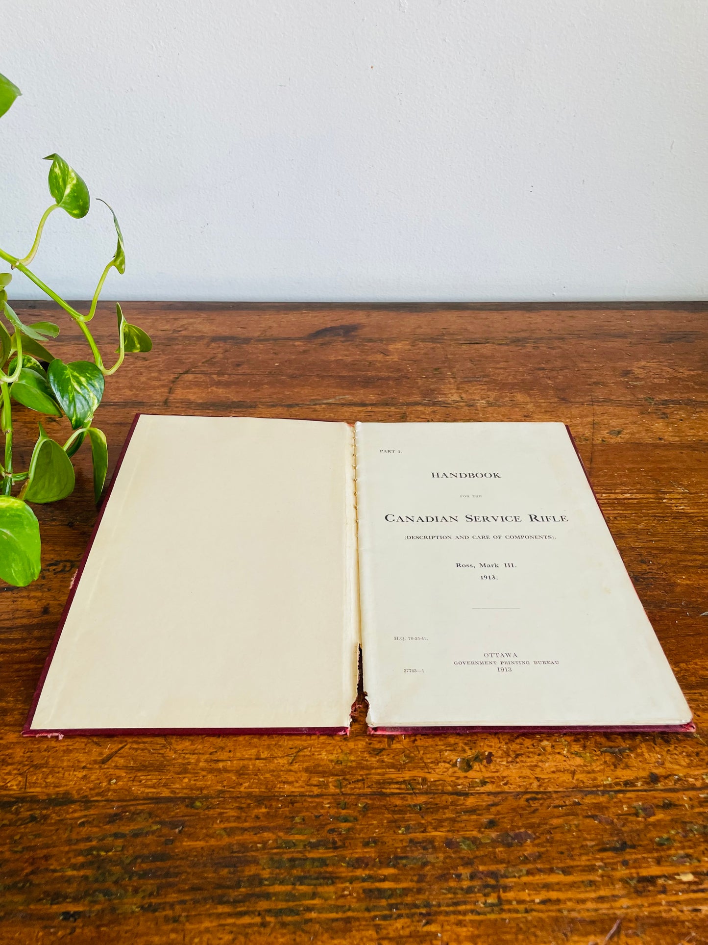 Antique Pre WW1 1913 Handbook for the Canadian Service Rifle - Description of Care & Components Hardcover Book by Mark Ross III