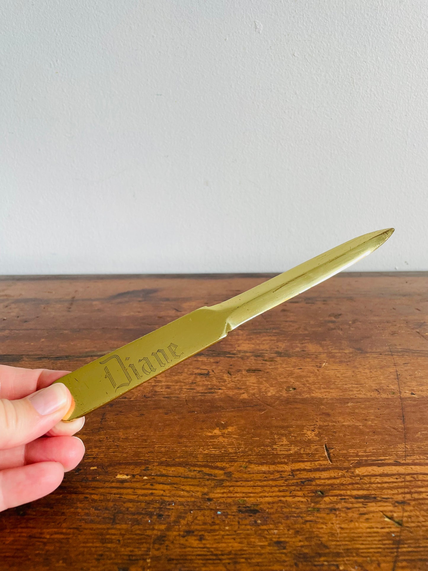 Brass Letter Opener - Etched with the Name Diane - Made in Spain