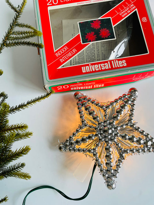 Vintage Universal Lites Silver Star Illuminated Christmas Tree Topper - Tested / Works!