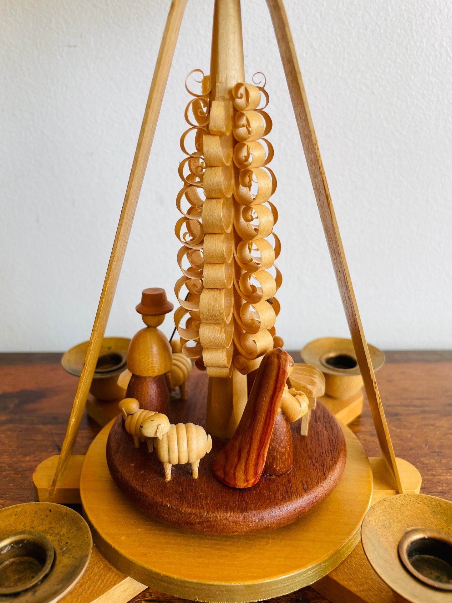 Wooden Christmas Pyramid Nativity Candle Carousel - Made in East Germany