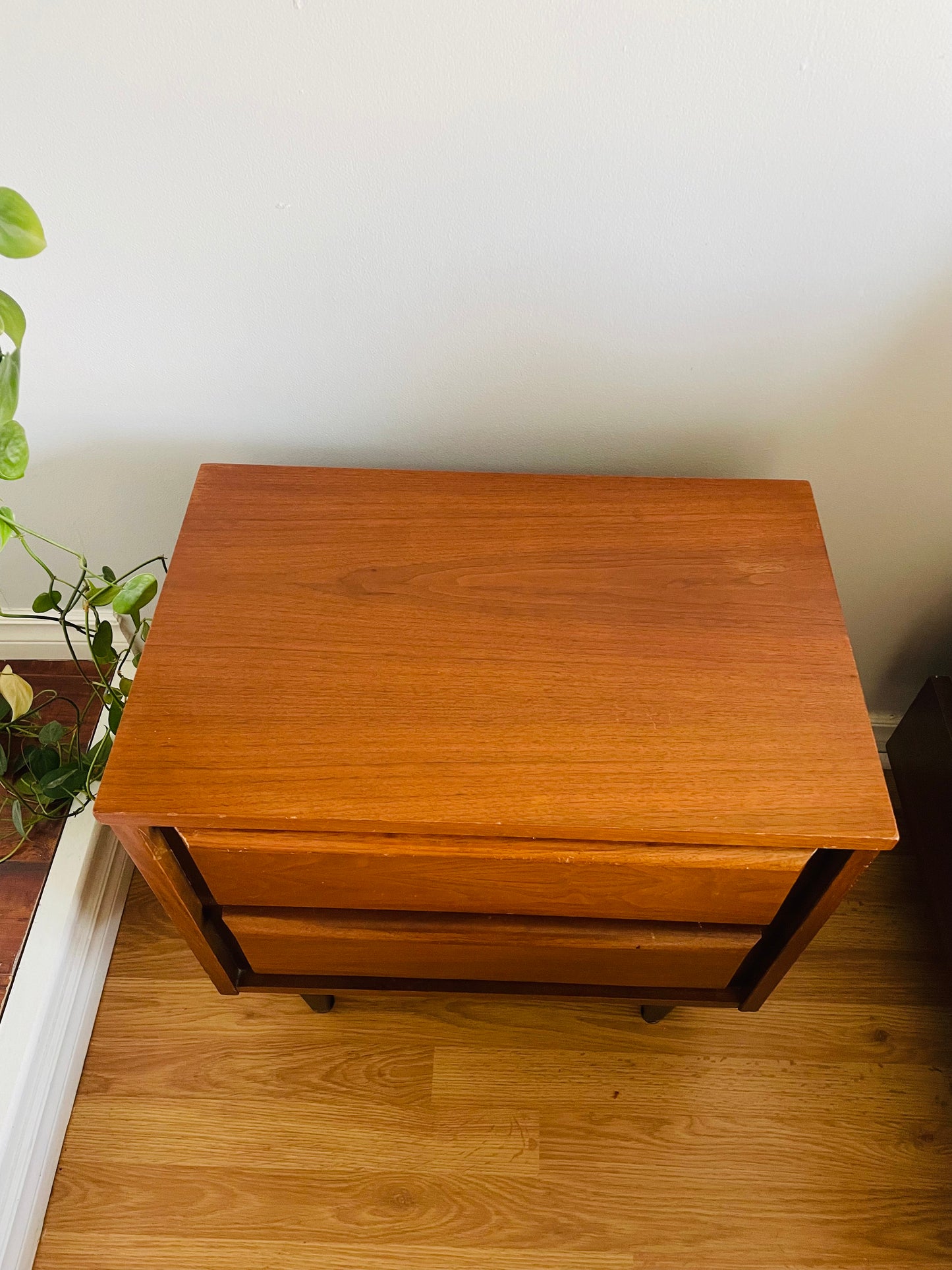 Mid-Century Modern Walnut Wood Nightstand Tables - Set of 2 - Stamped September 1966 - PICK-UP ONLY