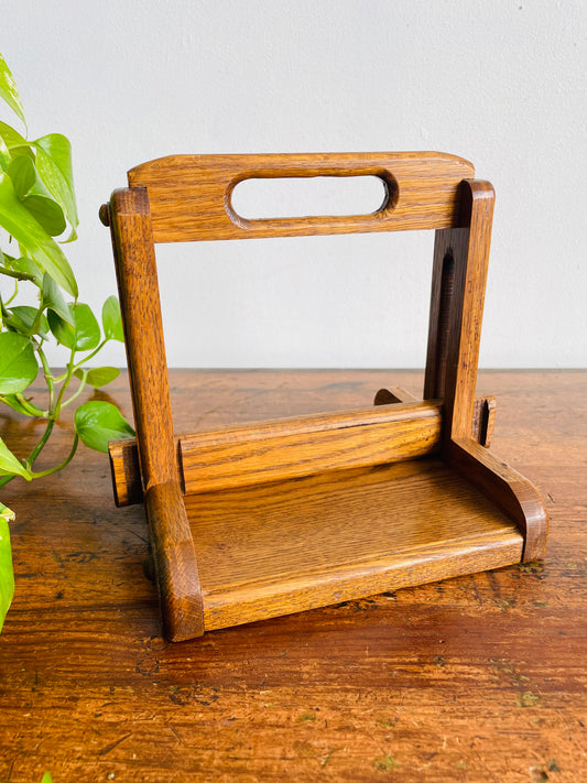 Vintage Wood Napkin Holder Caddy with Slide Bar & Handle - Holds Napkins Down / Great for Indoor or Outdoor Dining!