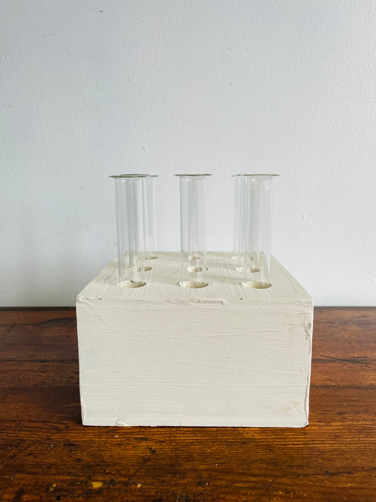 Handmade Wood Propagation Station with 8 Glass Test Tube Inserts