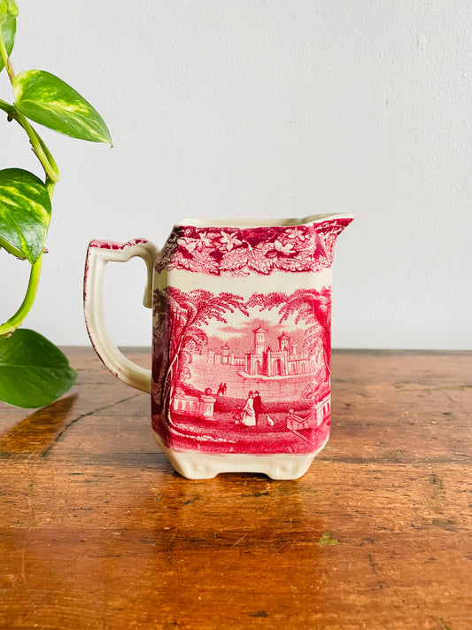 Vintage Mason's Vista Pink Transferware Ironstone Creamer Pitcher Jug - Made in England